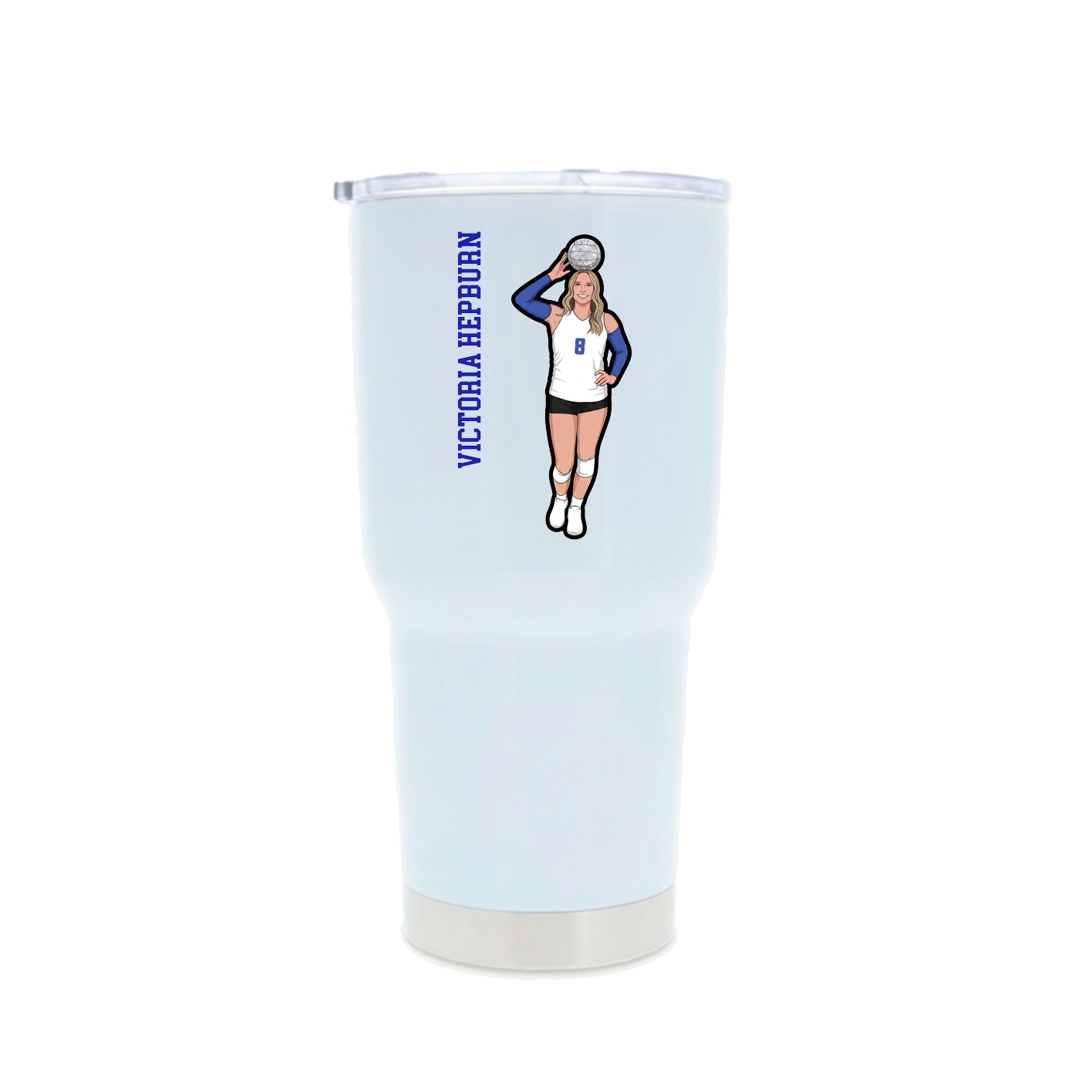 30oz Stainless Steel Tumbler — Name Vertical in White