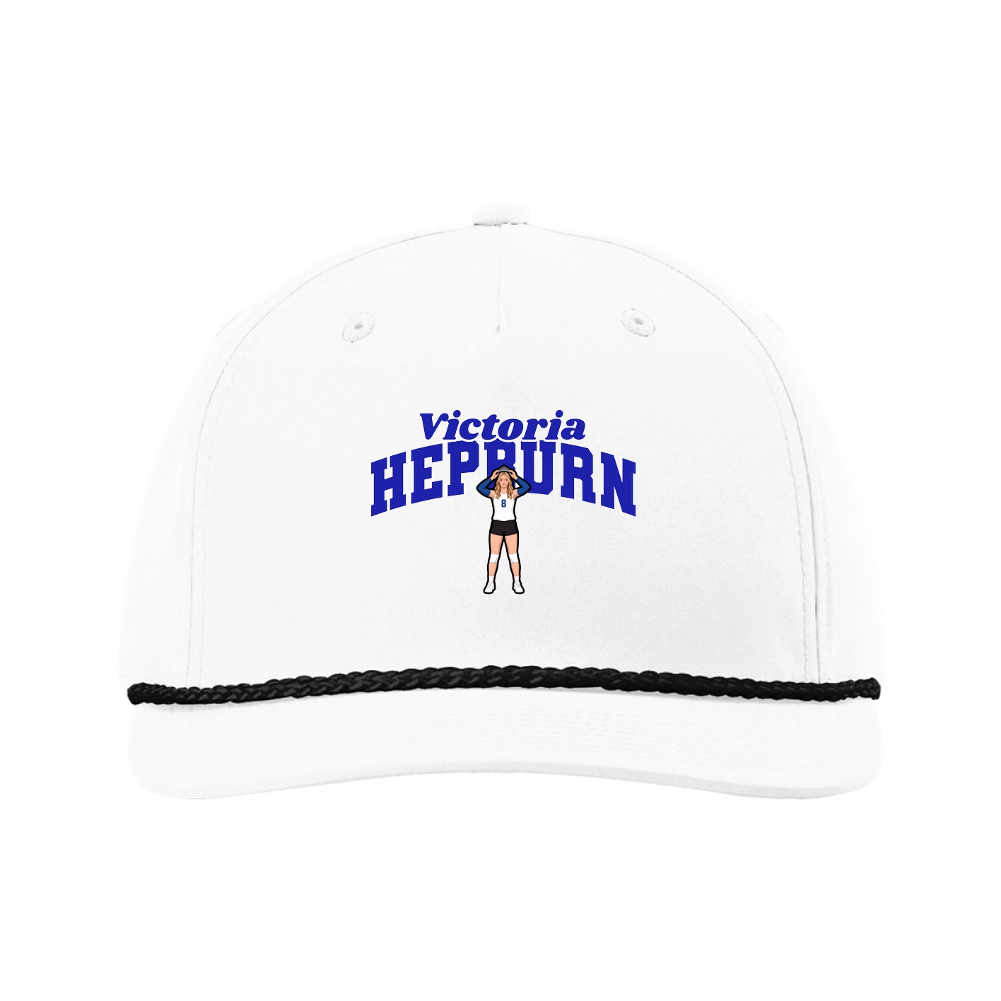 Five-Panel Classic Rope Cap — Signature Arch in White