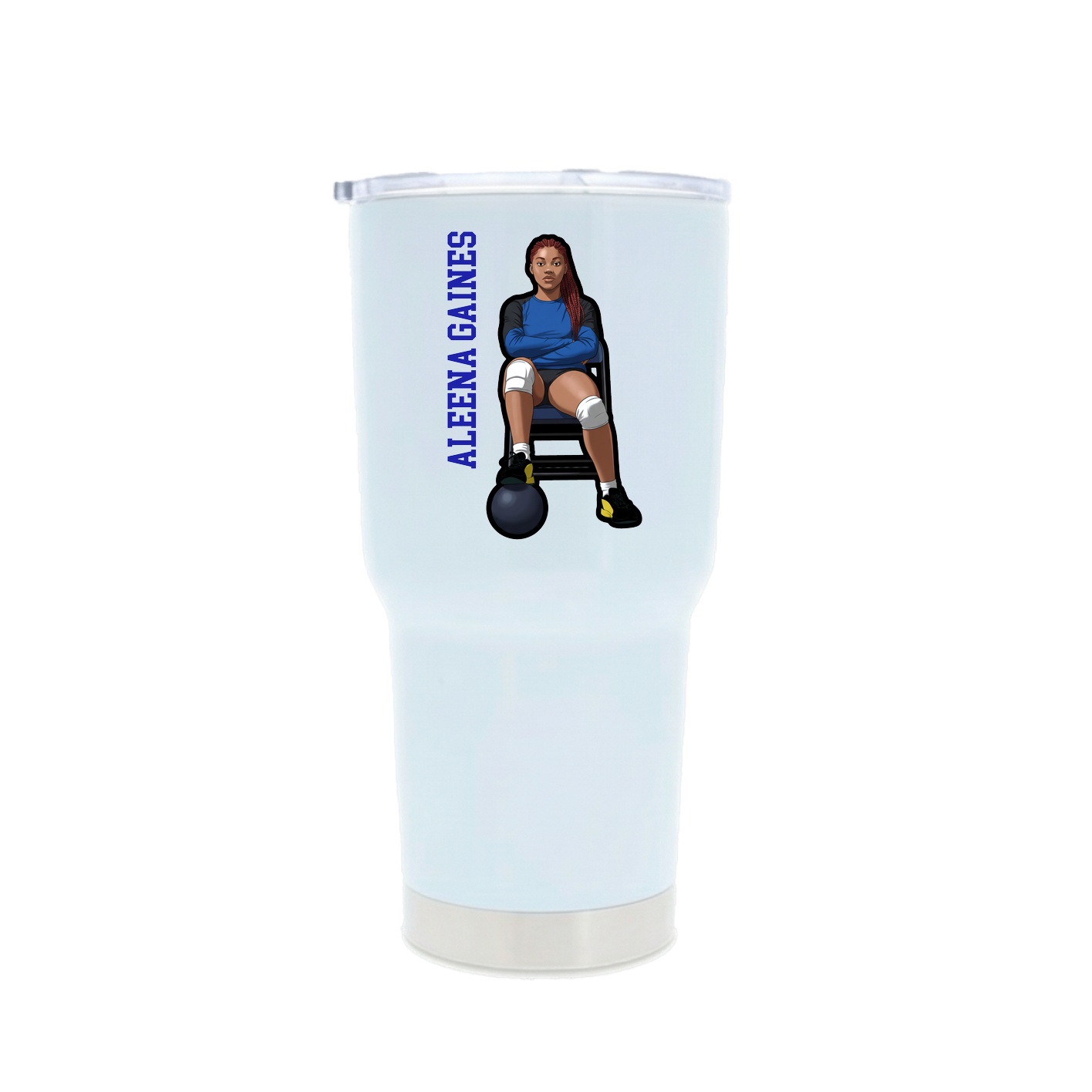 30oz Stainless Steel Tumbler — Name Vertical in White