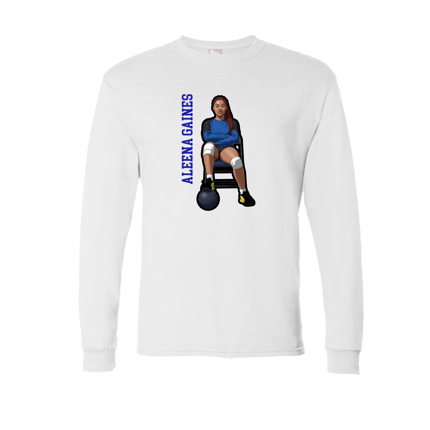 Long Sleeve Tee — Name Vertical in White