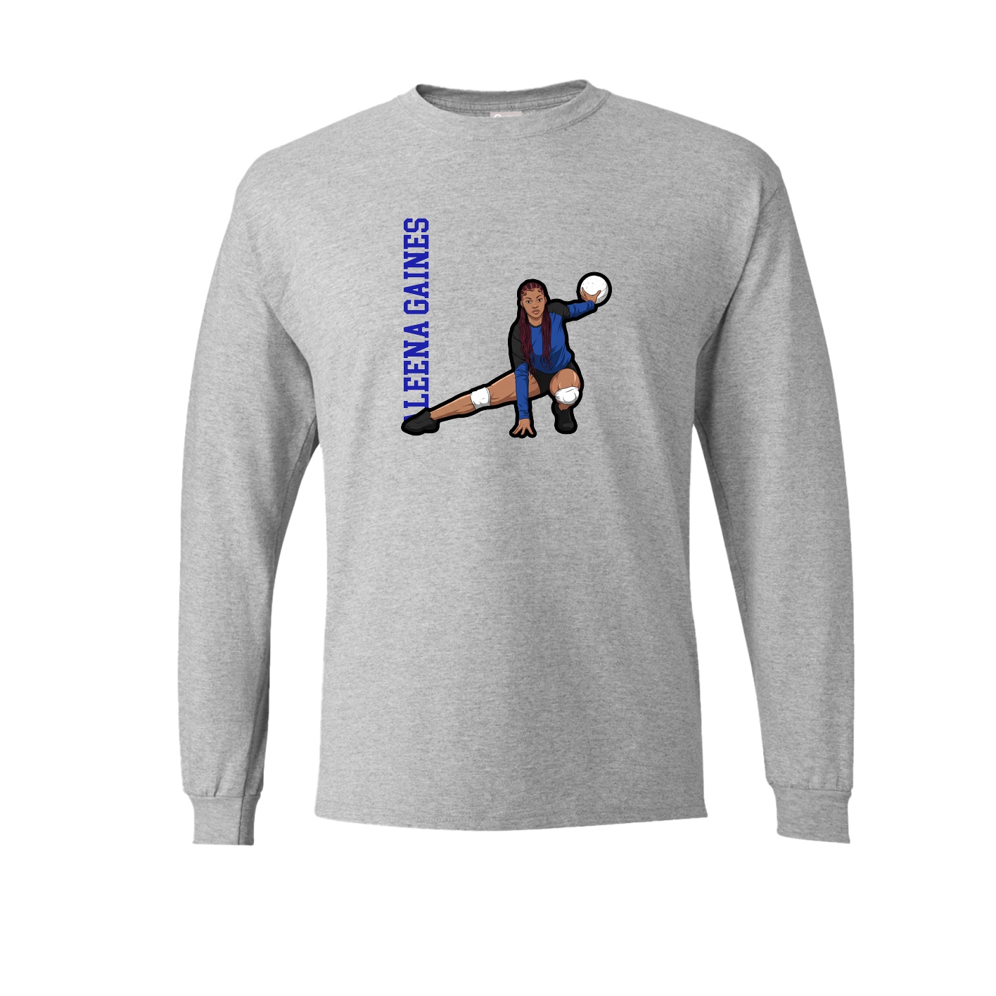 Long Sleeve Tee — Name Vertical in Grey