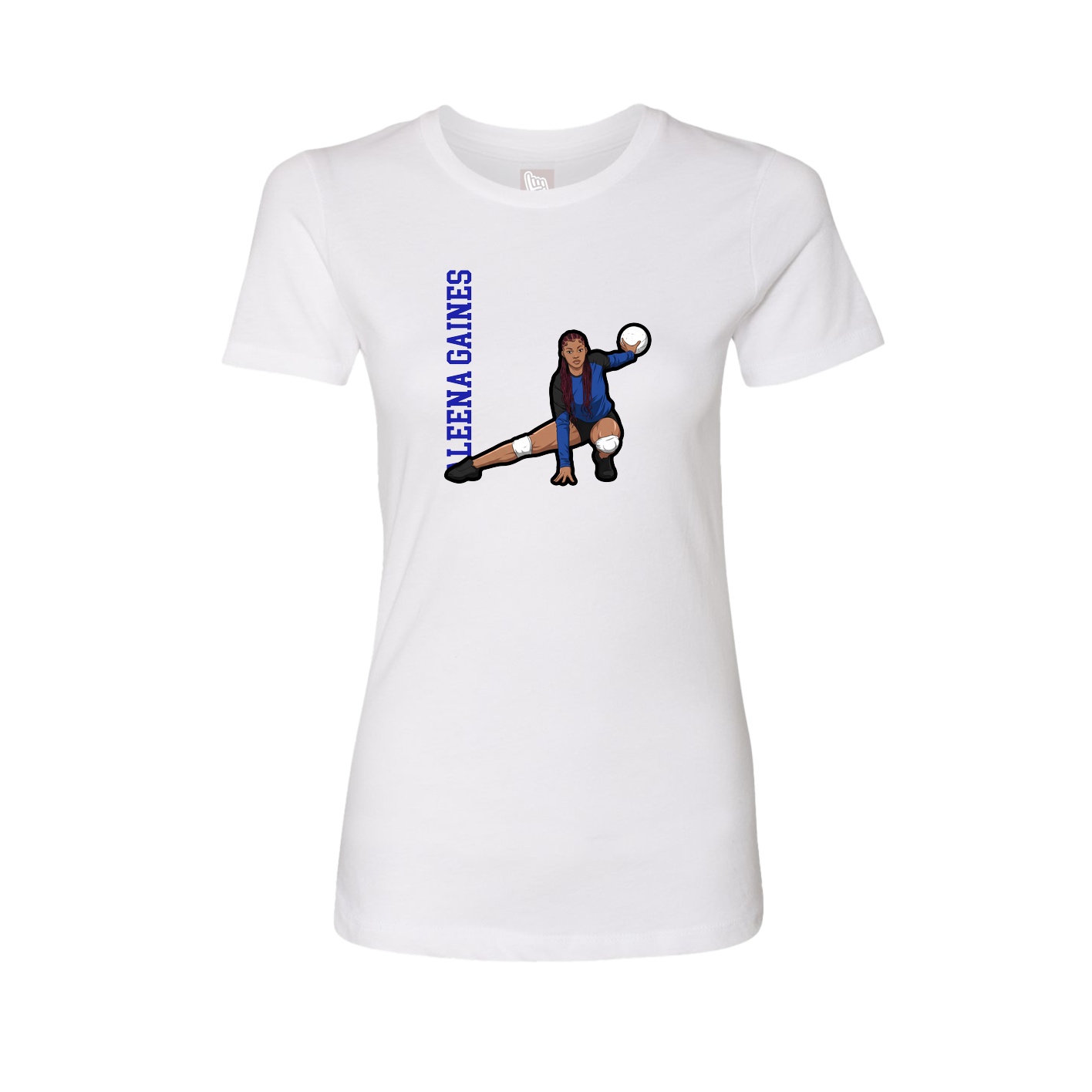 Fitted Women's Tee — Name Vertical in White