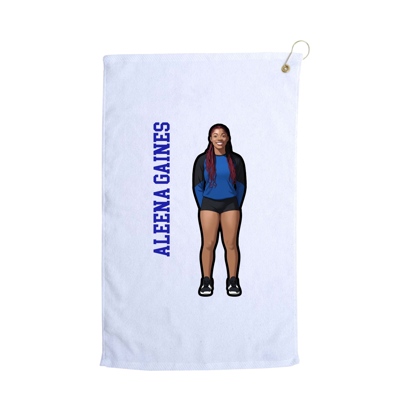 Golf Towel — Name Vertical in White