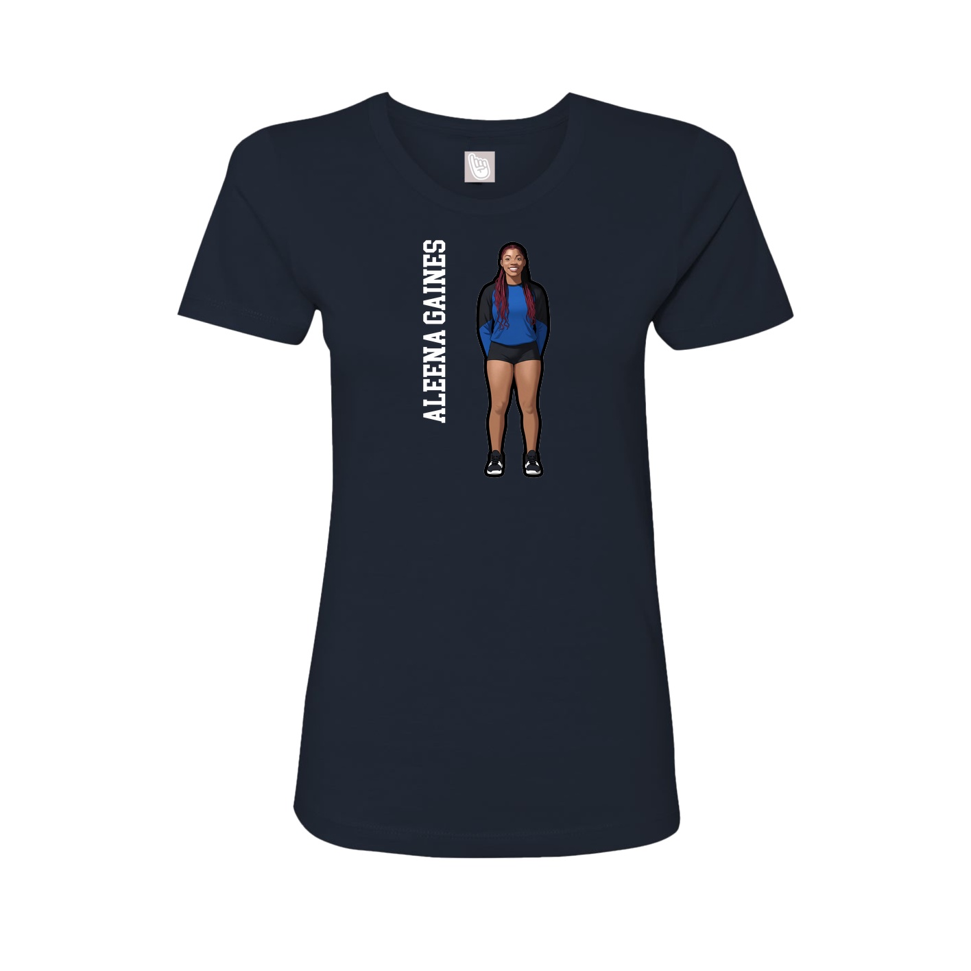 Fitted Women's Tee — Name Vertical in Navy