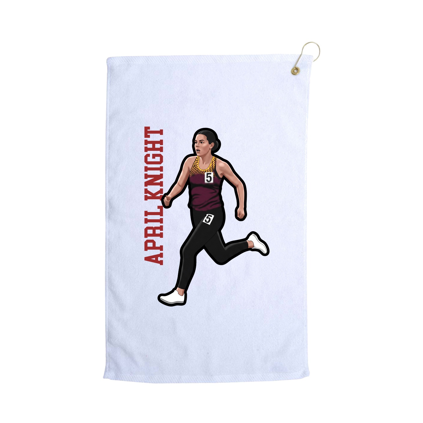 Golf Towel — Name Vertical in White