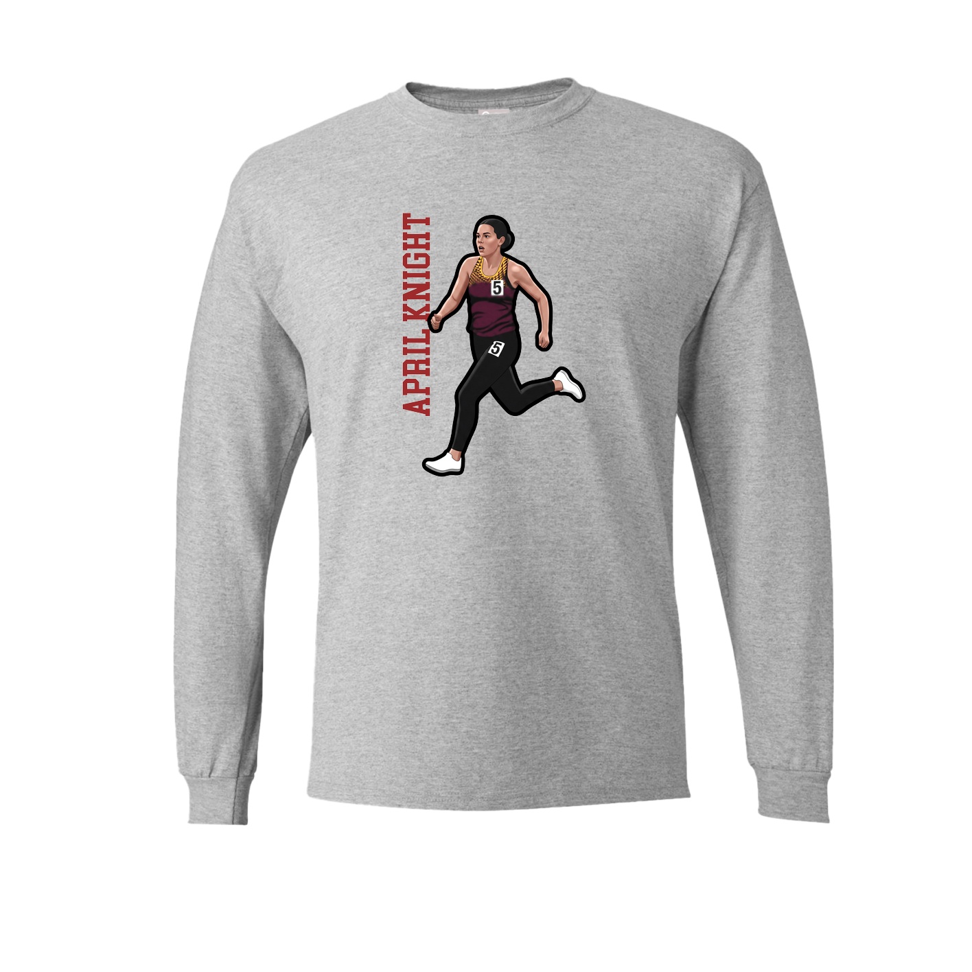 Long Sleeve Tee — Name Vertical in Grey