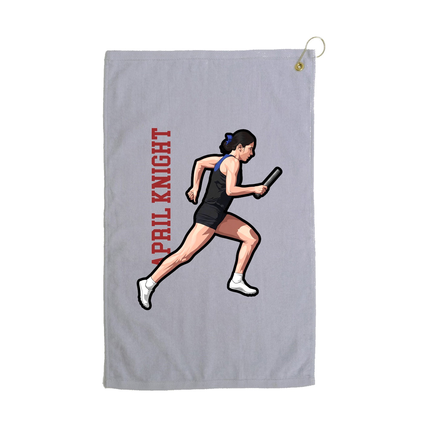 Golf Towel — Name Vertical in Grey