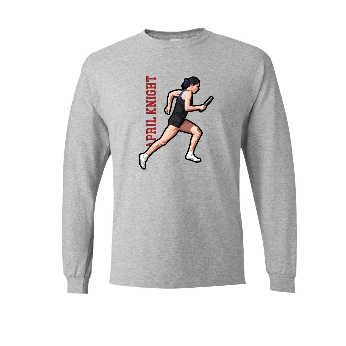 Long Sleeve Tee — Name Vertical in Grey