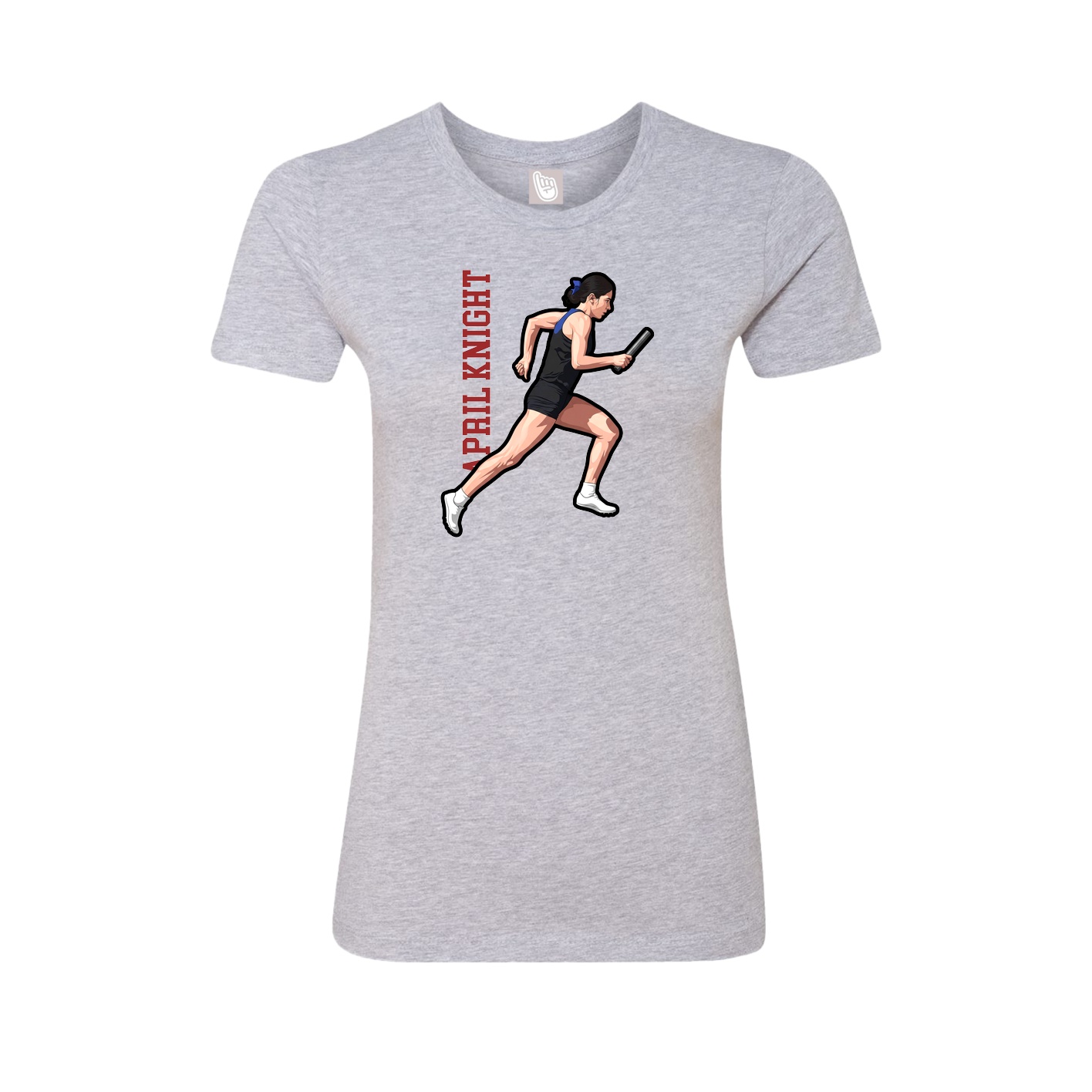 Fitted Women's Tee — Name Vertical in Grey