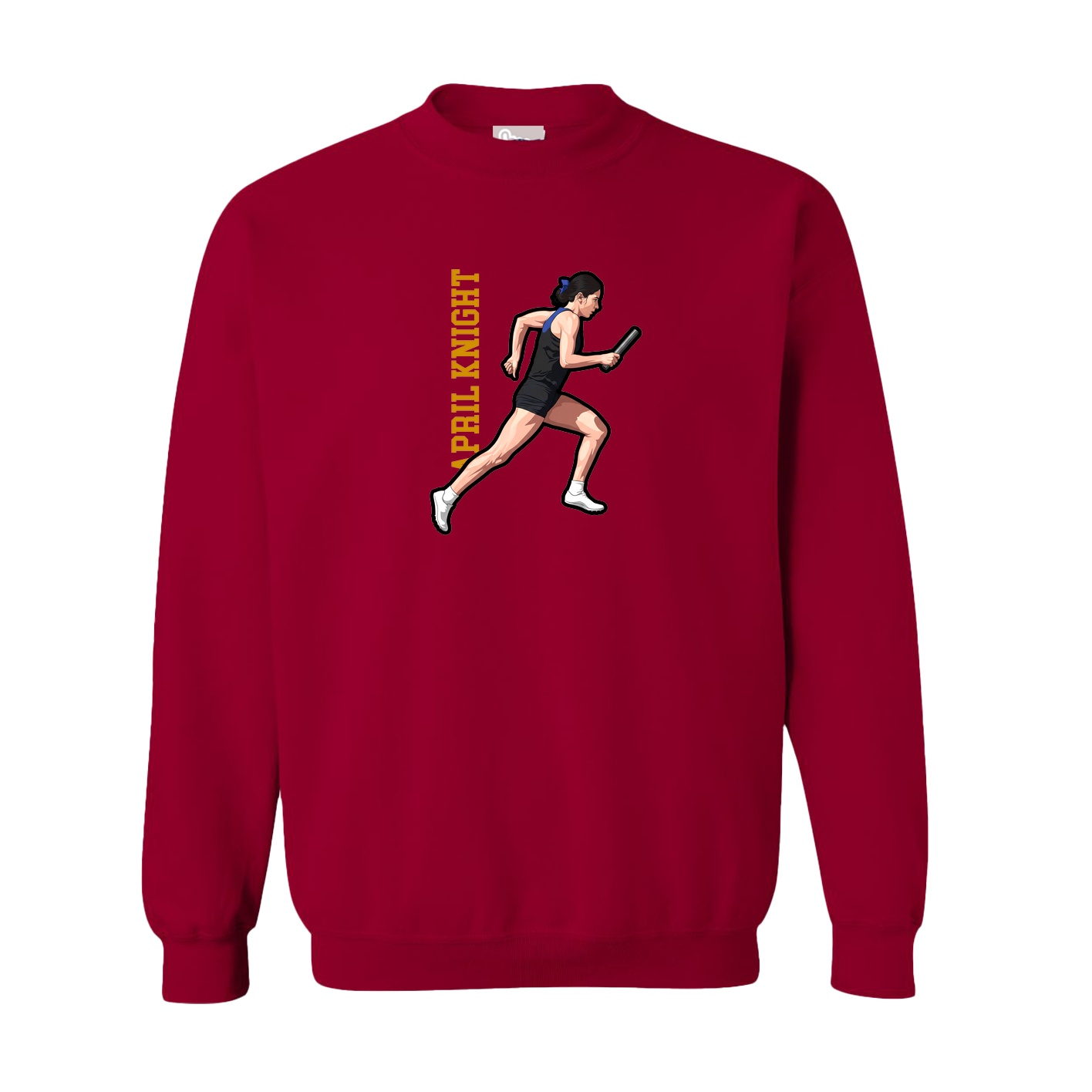 Fleece Crew — Name Vertical in Cardinal