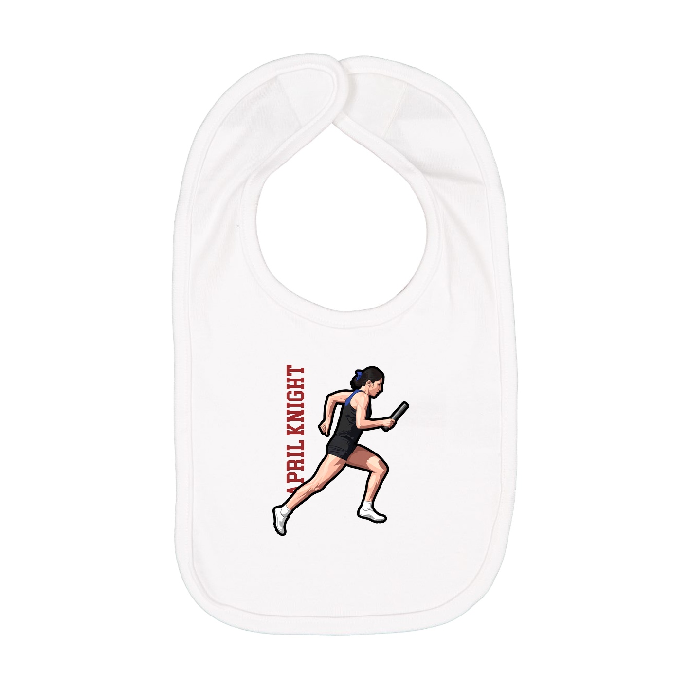 Infant Bib — Name Vertical in White