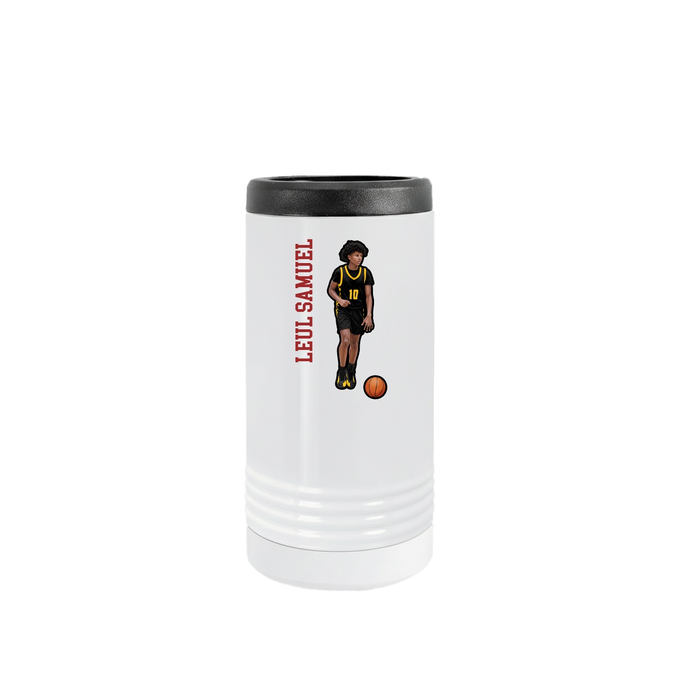 Slim Beverage Holder — Name Vertical in White