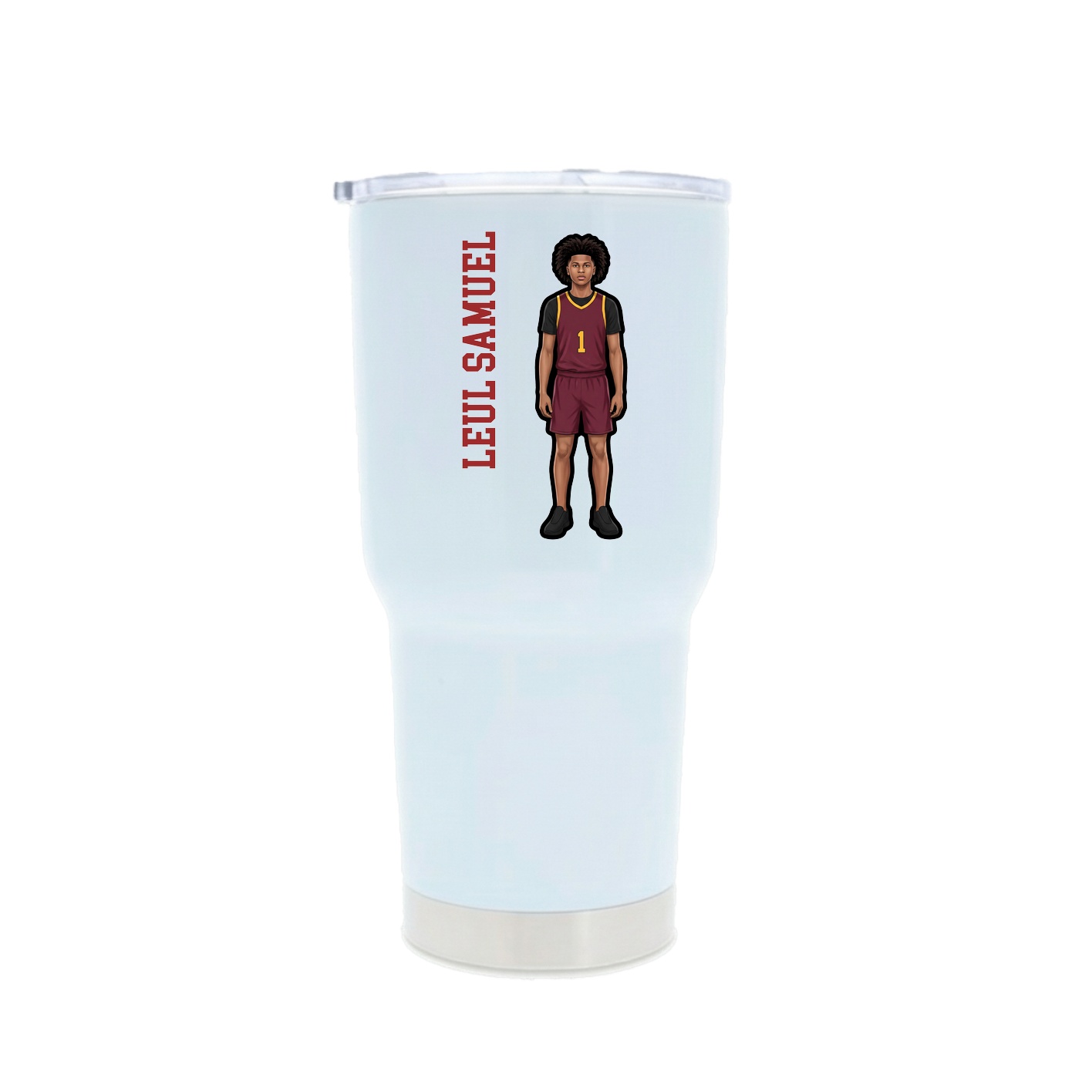 30oz Stainless Steel Tumbler — Name Vertical in White