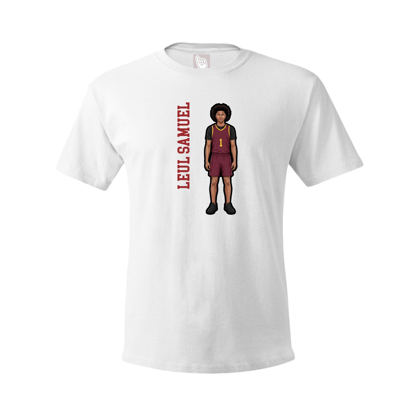 Youth Tee — Name Vertical in White