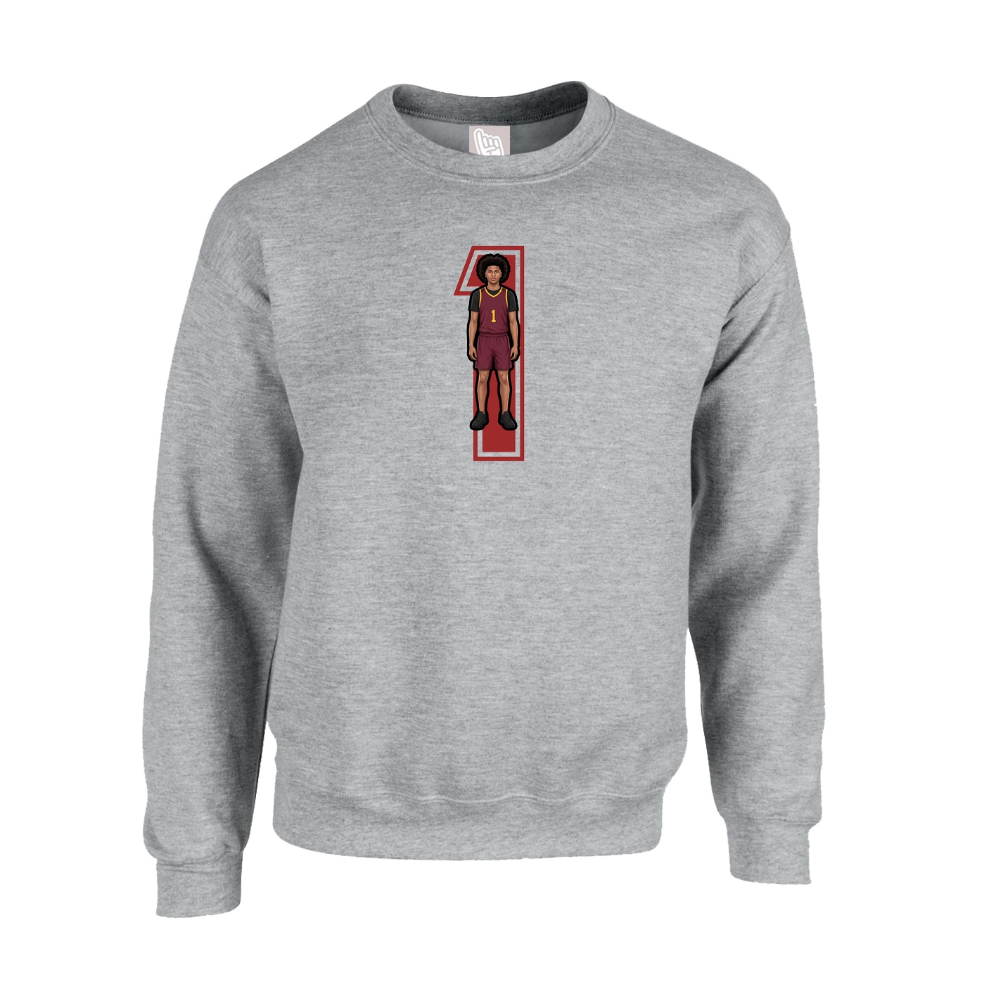 Fleece Crew — Number in Grey