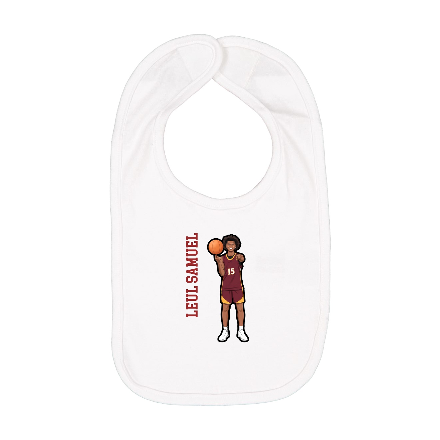 Infant Bib — Name Vertical in White