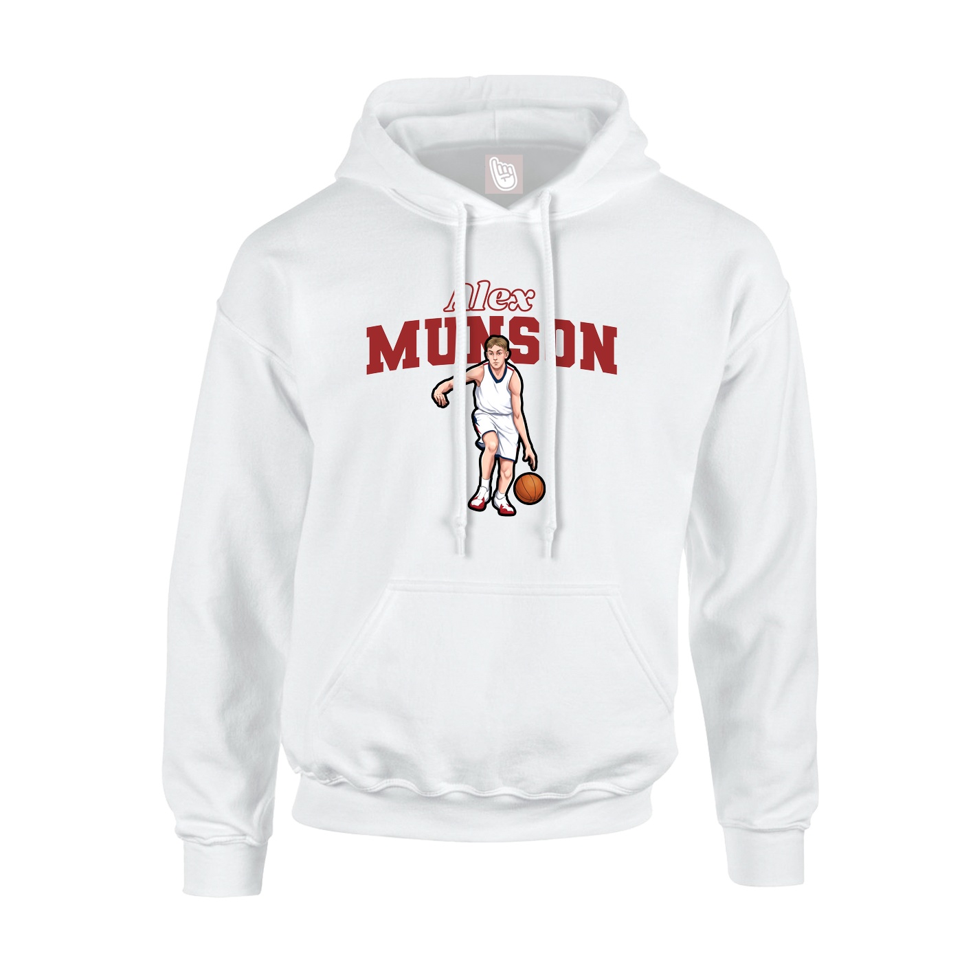 Youth Hoodie — Name Arch in White