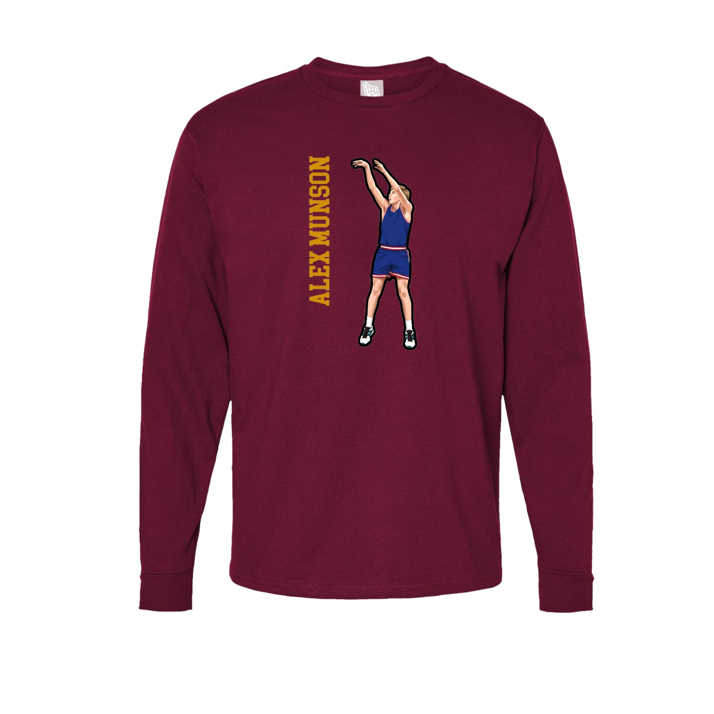 Long Sleeve Tee — Name Vertical in Cardinal