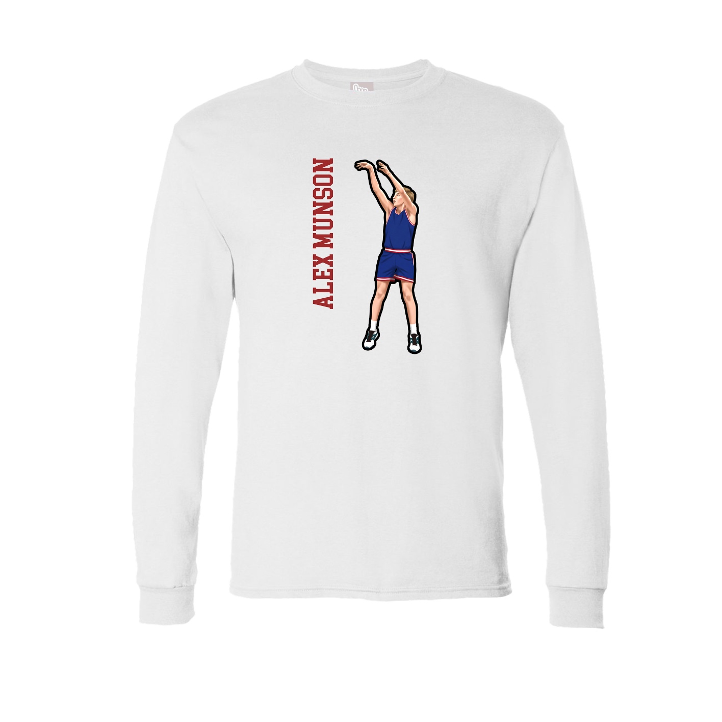Long Sleeve Tee — Name Vertical in White