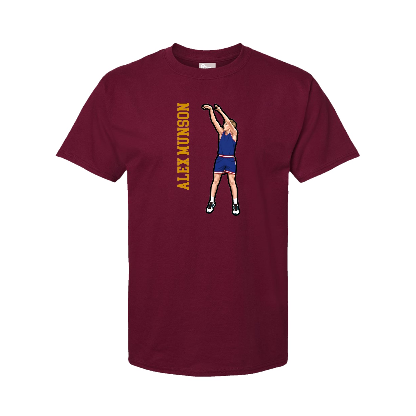 Youth Tee — Name Vertical in Cardinal