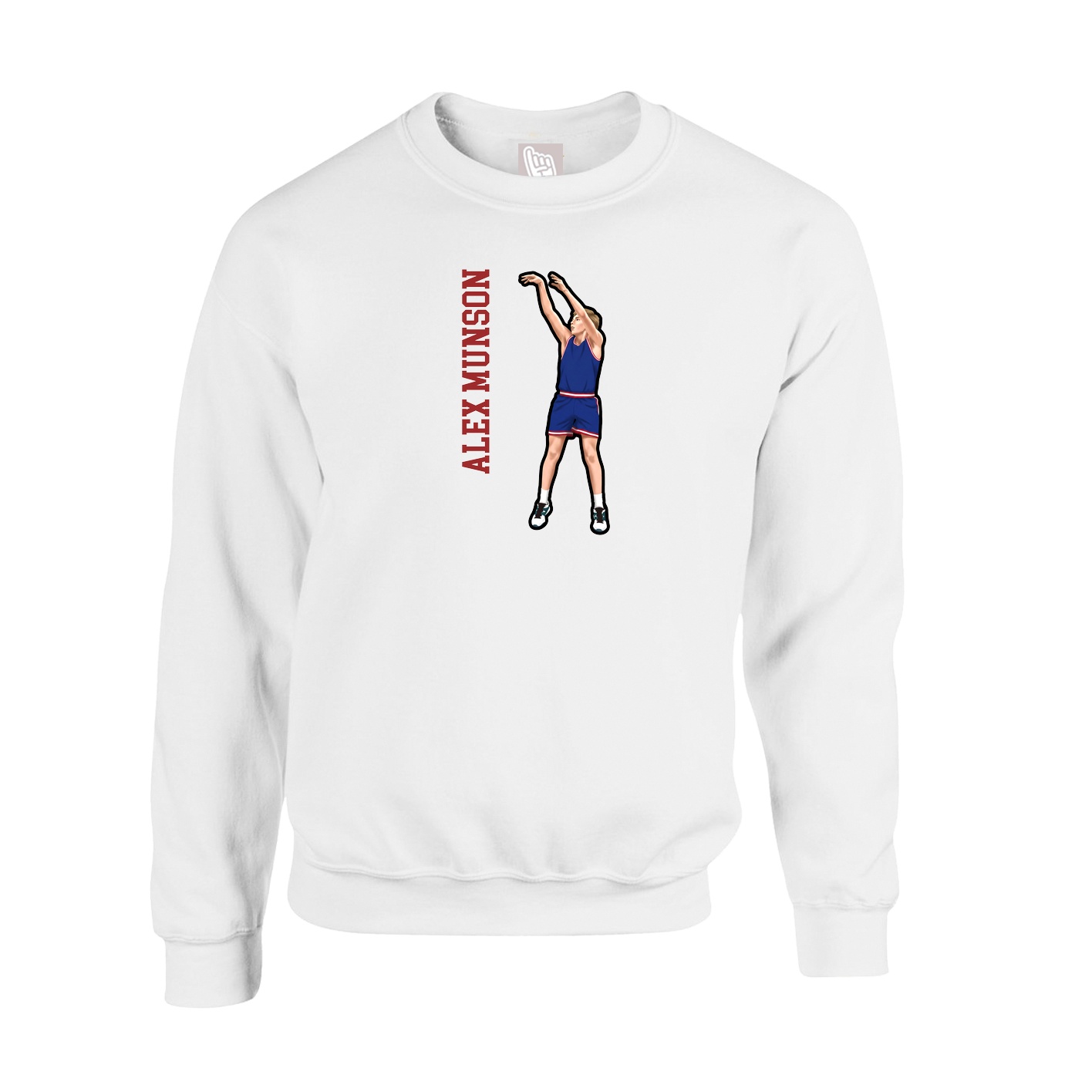 Fleece Crew — Name Vertical in White