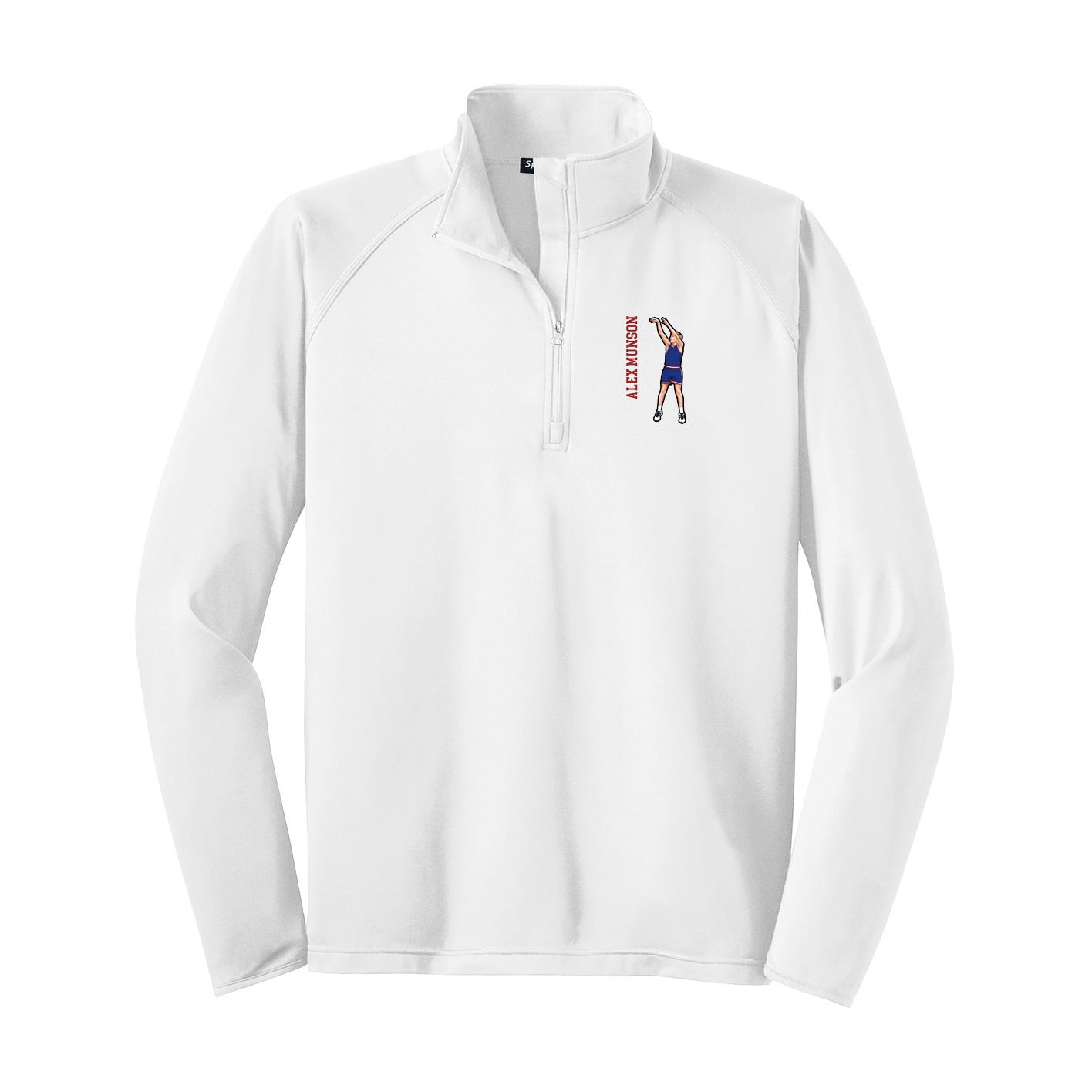 Q-Zip Pullover — Name Vertical in White