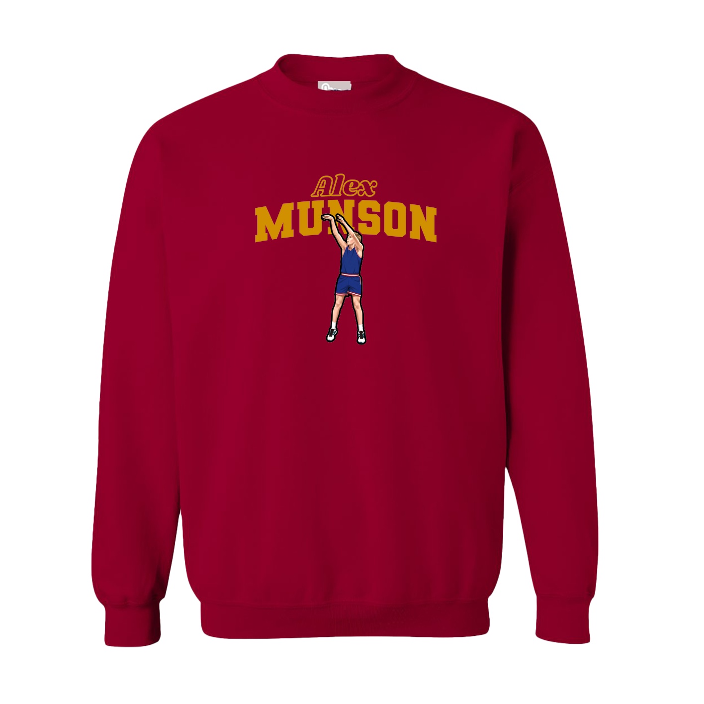 Fleece Crew — Name Arch in Cardinal