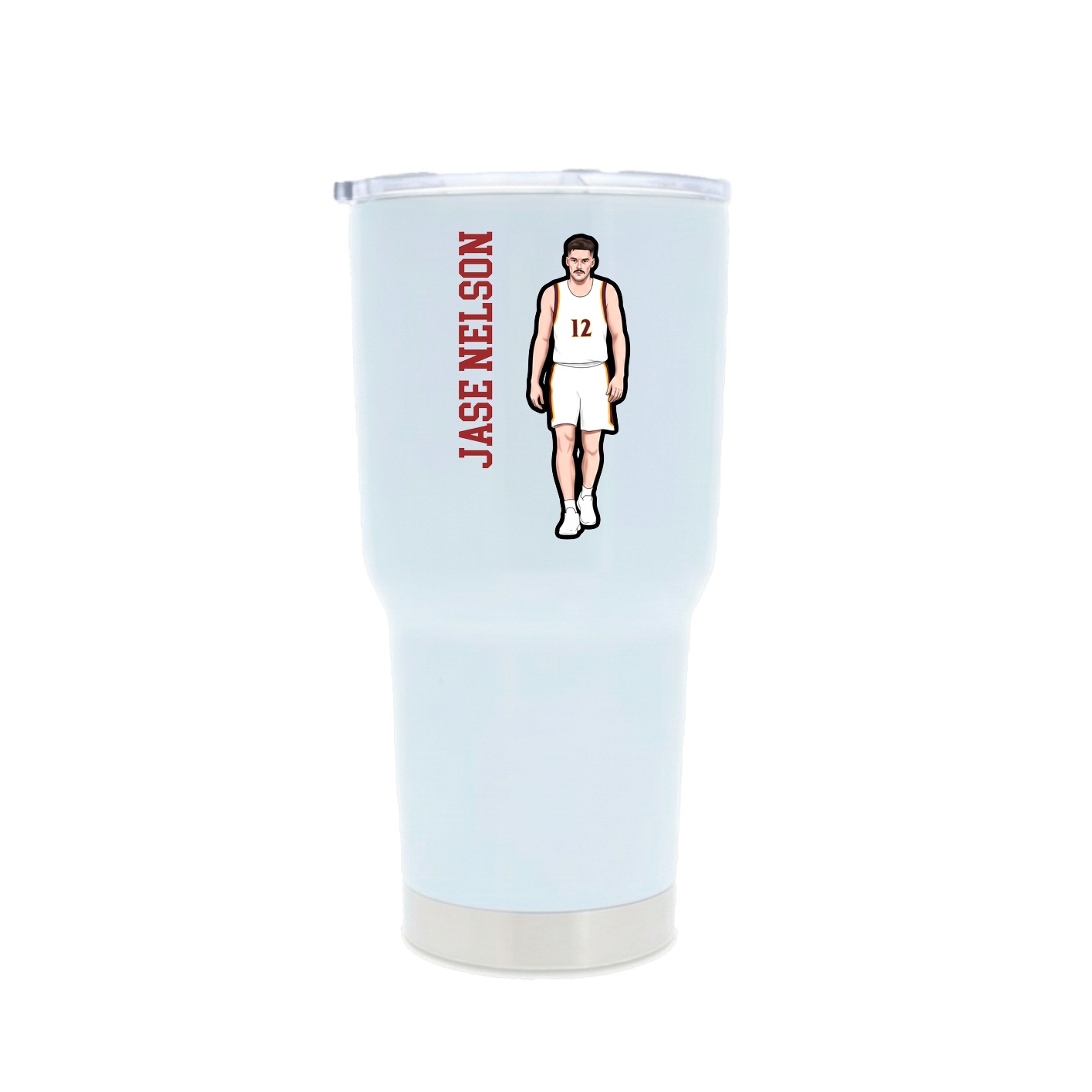 30oz Stainless Steel Tumbler — Name Vertical in White