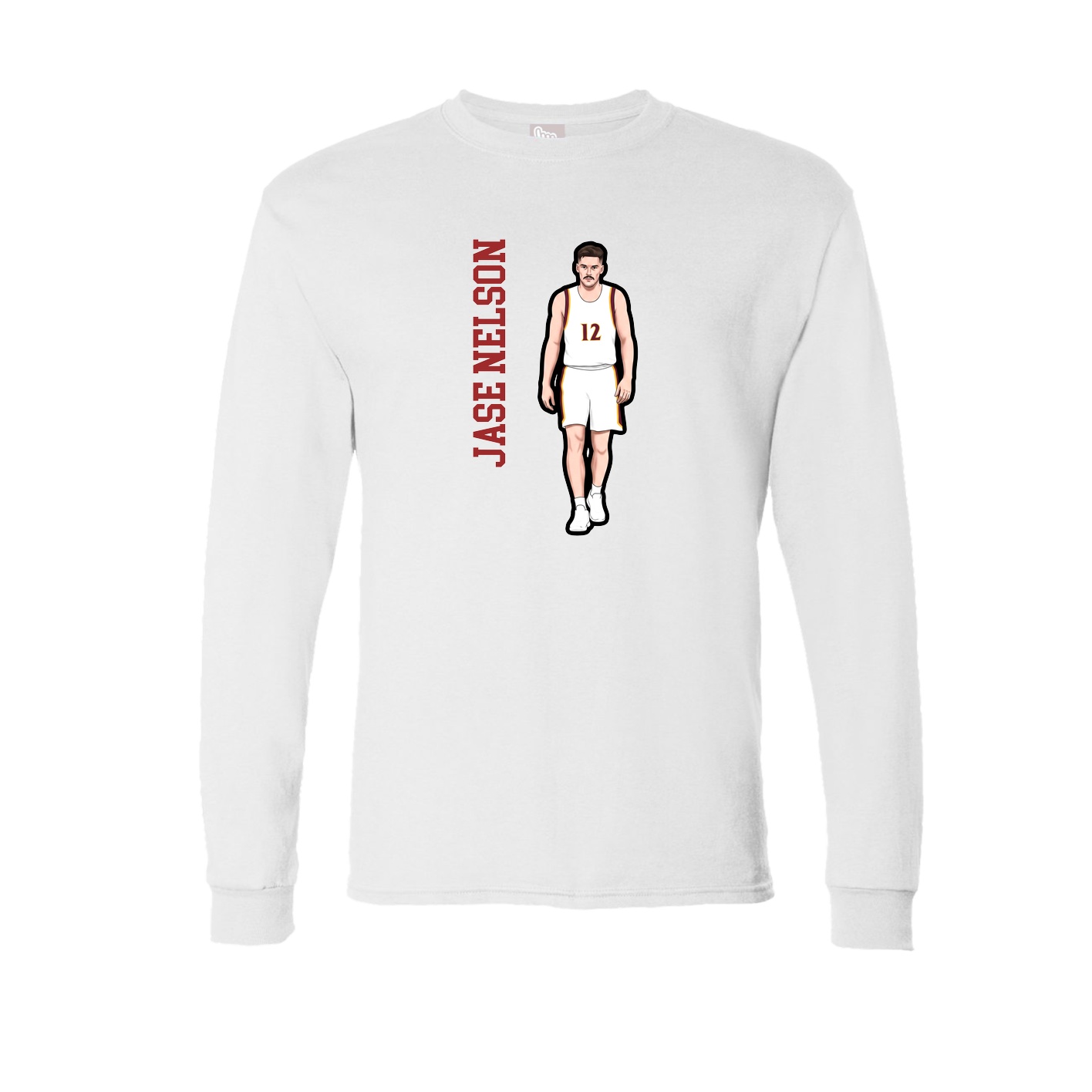 Long Sleeve Tee — Name Vertical in White