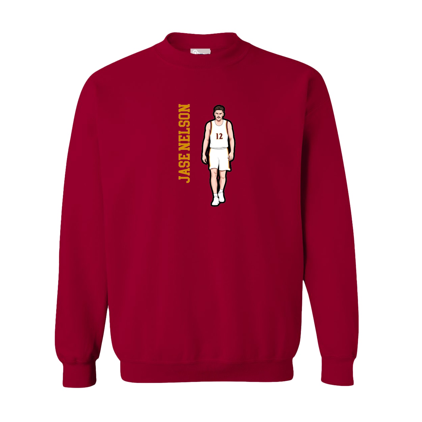 Fleece Crew — Name Vertical in Cardinal