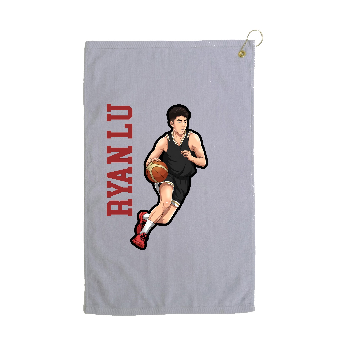 Golf Towel — Name Vertical in Grey