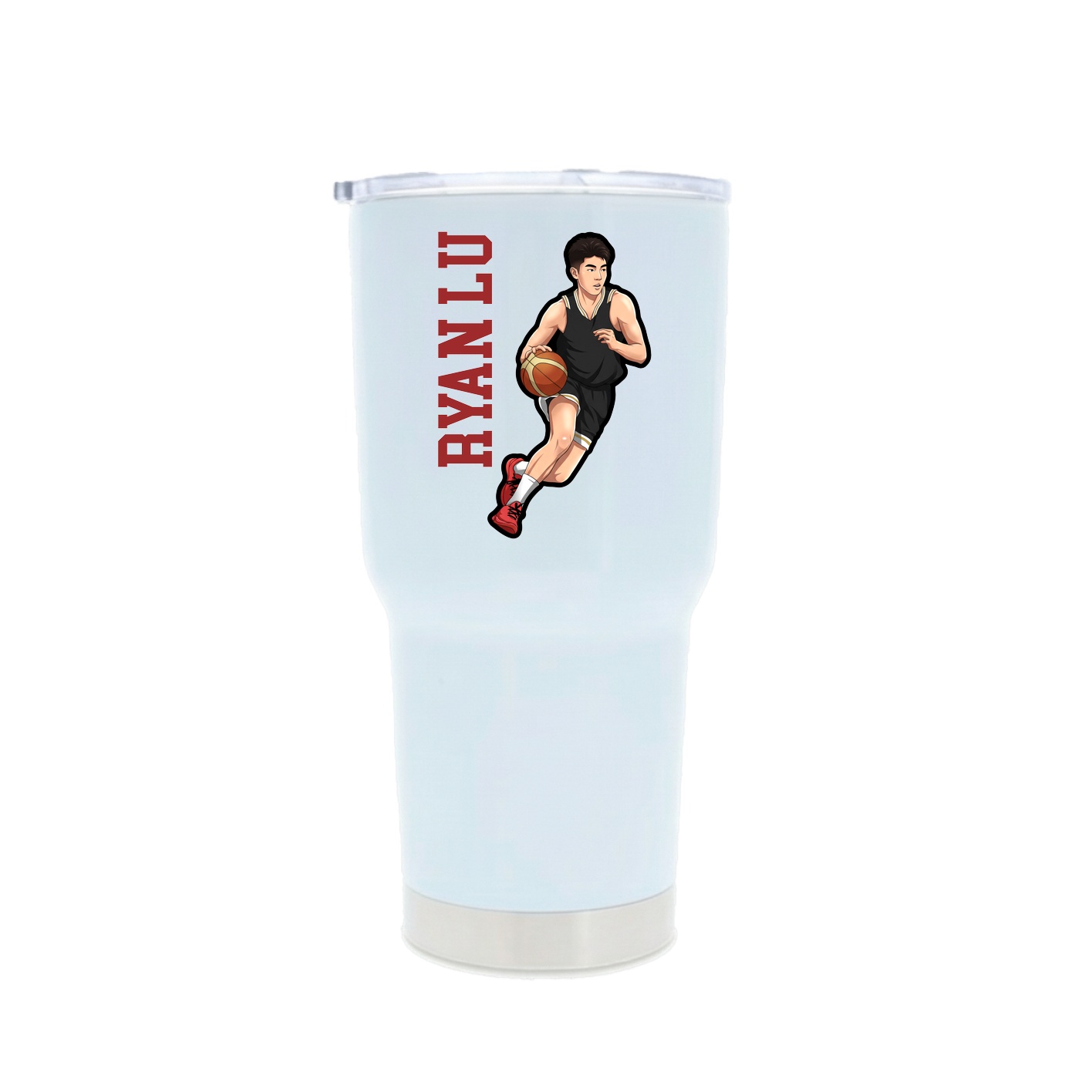30oz Stainless Steel Tumbler — Name Vertical in White