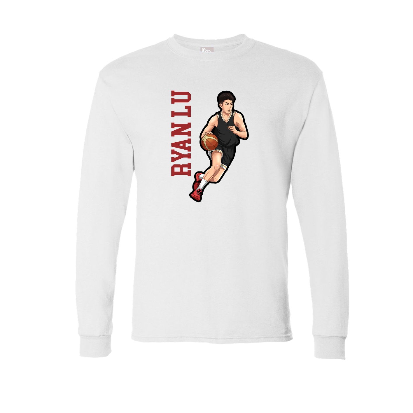 Long Sleeve Tee — Name Vertical in White