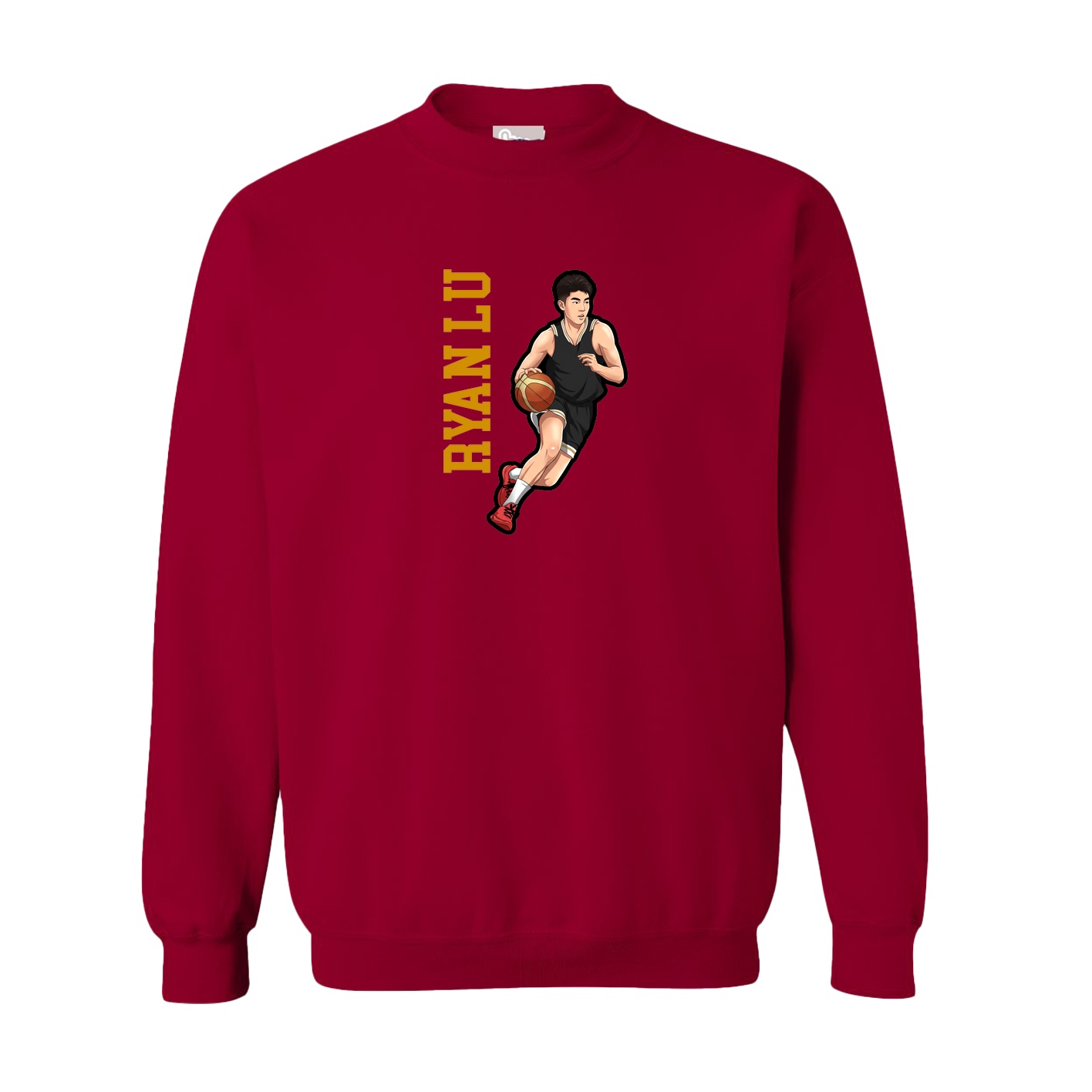 Fleece Crew — Name Vertical in Cardinal