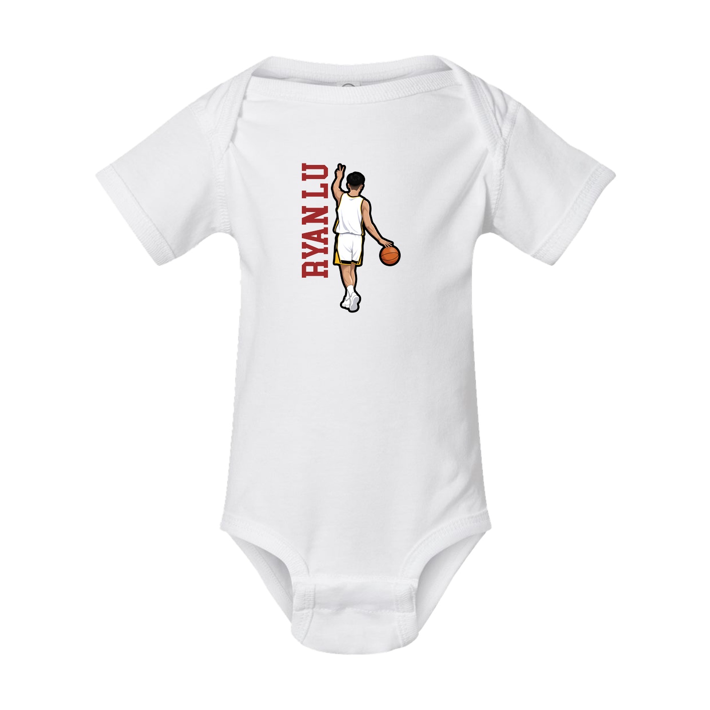 Baby Onesie — Name Vertical in White