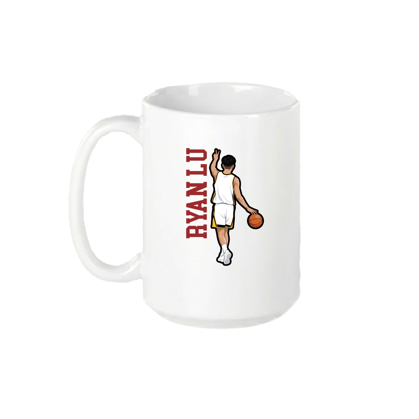 15oz Coffee Mug — Name Vertical in White