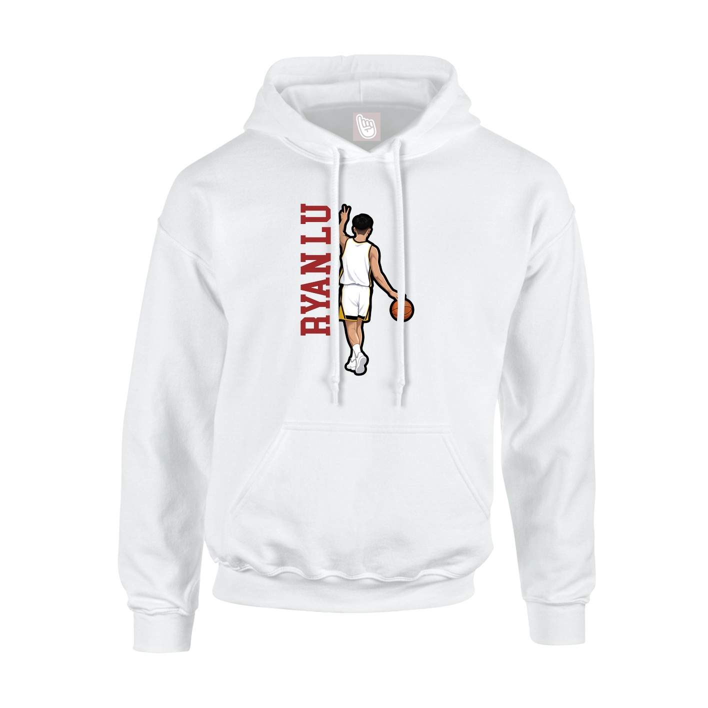 Youth Hoodie — Name Vertical in White