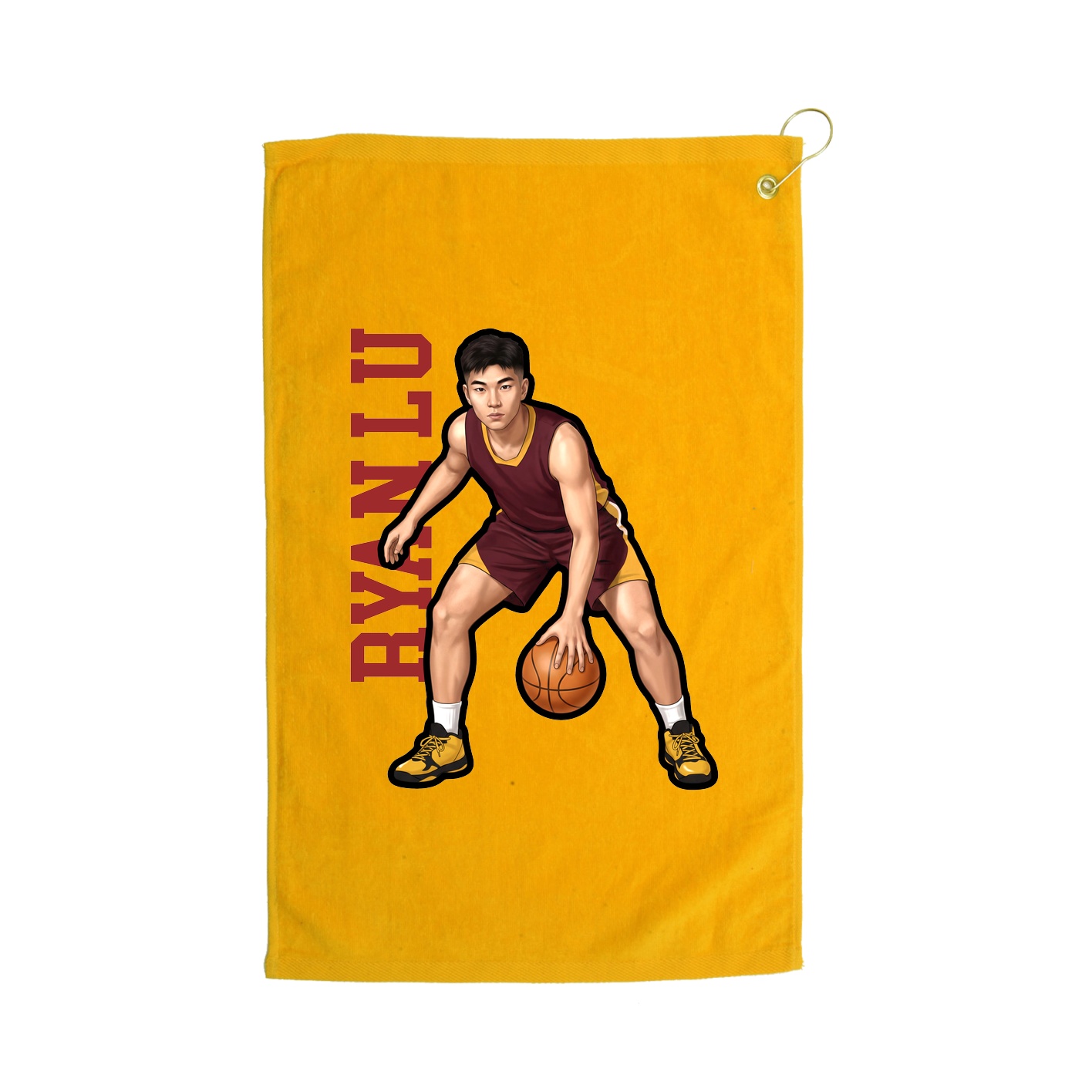 Golf Towel — Name Vertical in Gold