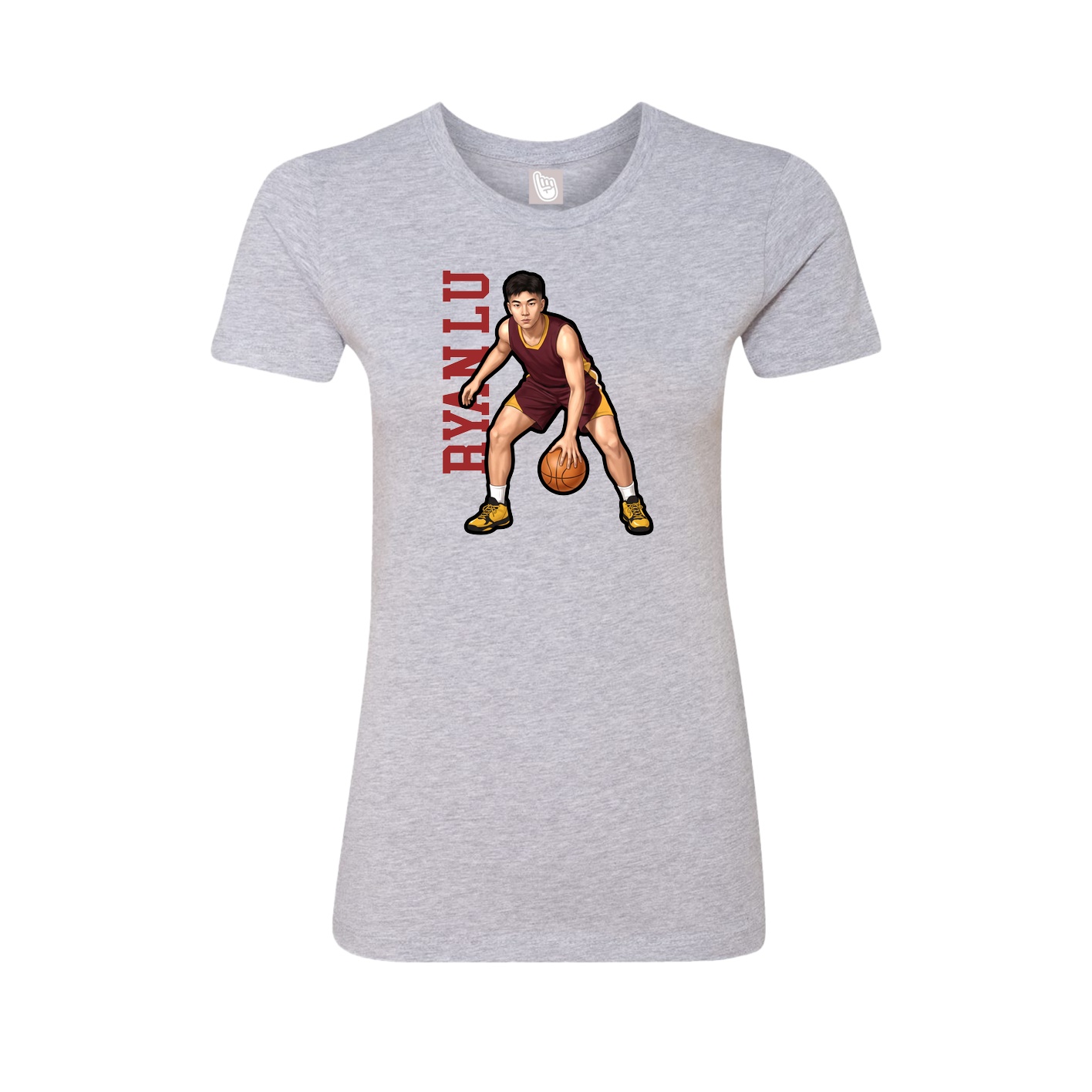 Fitted Women's Tee — Name Vertical in Grey