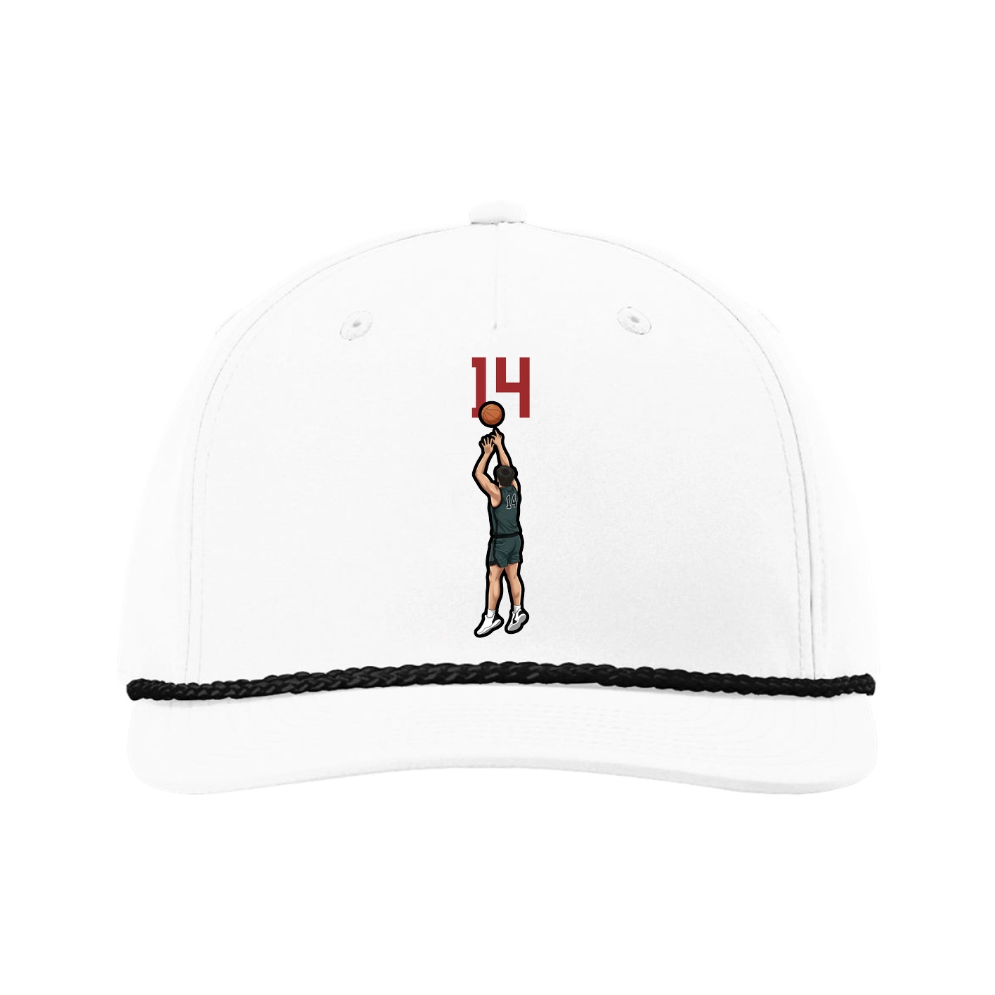 Five-Panel Classic Rope Cap — Number Top in White
