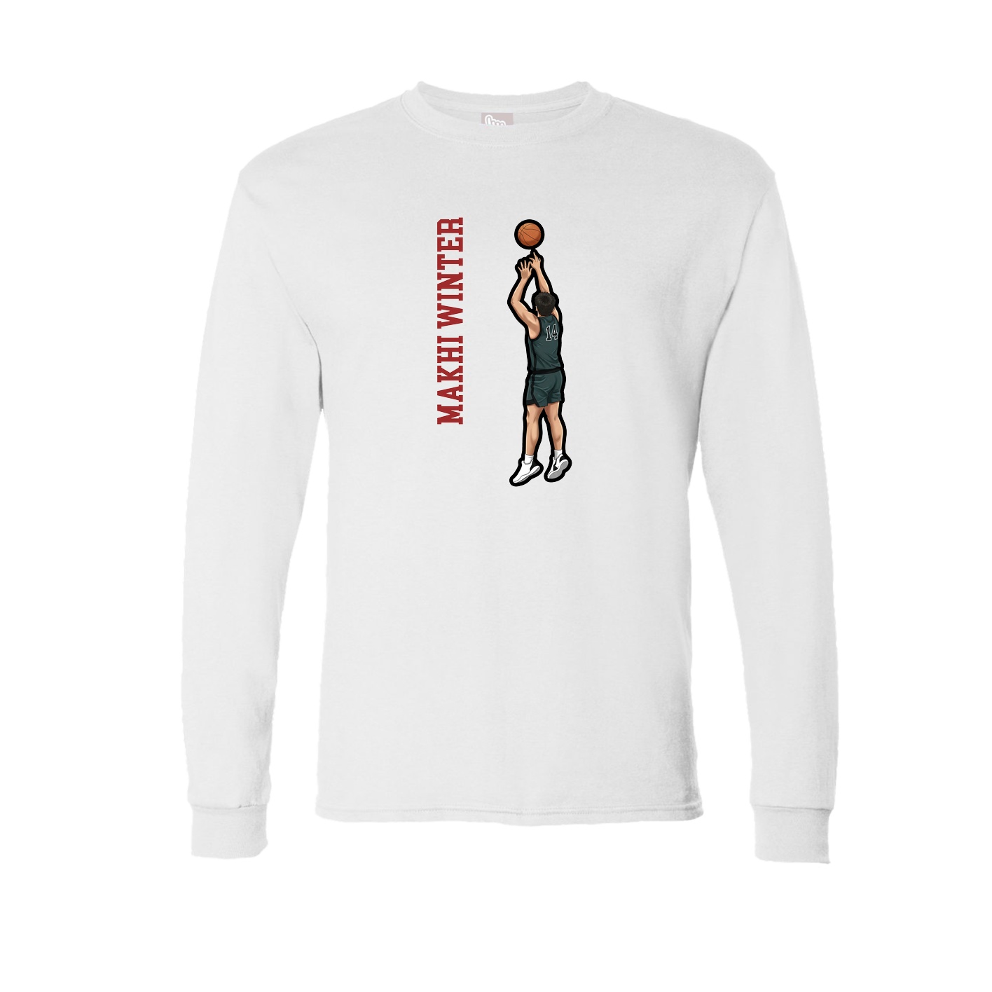 Long Sleeve Tee — Name Vertical in White