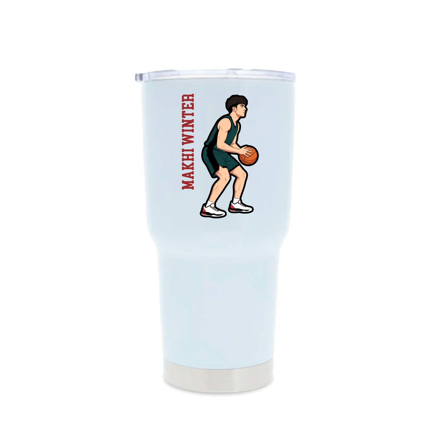 30oz Stainless Steel Tumbler — Name Vertical in White