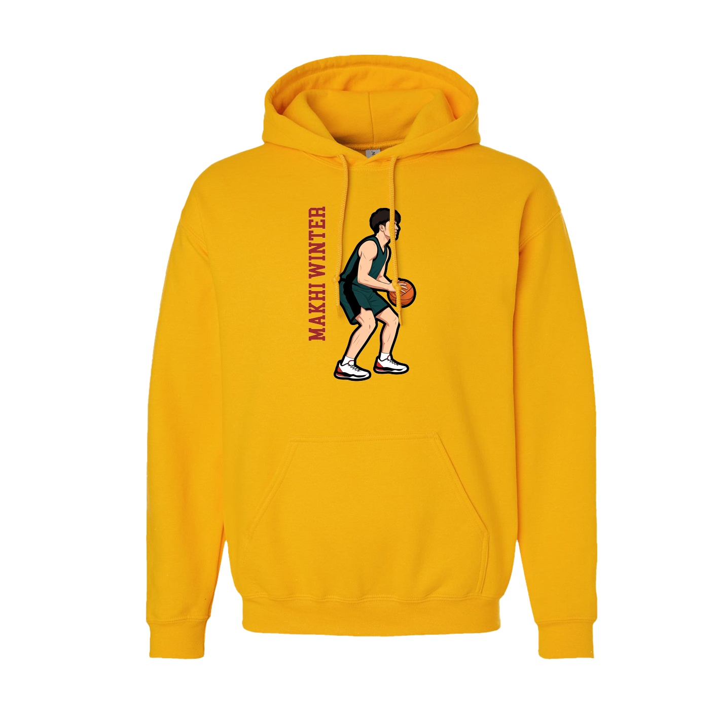 Youth Hoodie — Name Vertical in Gold