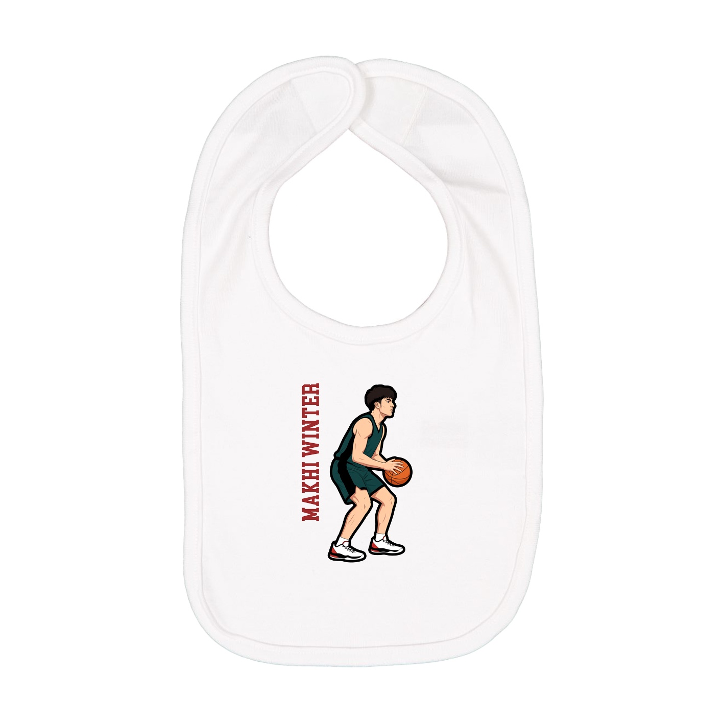 Infant Bib — Name Vertical in White