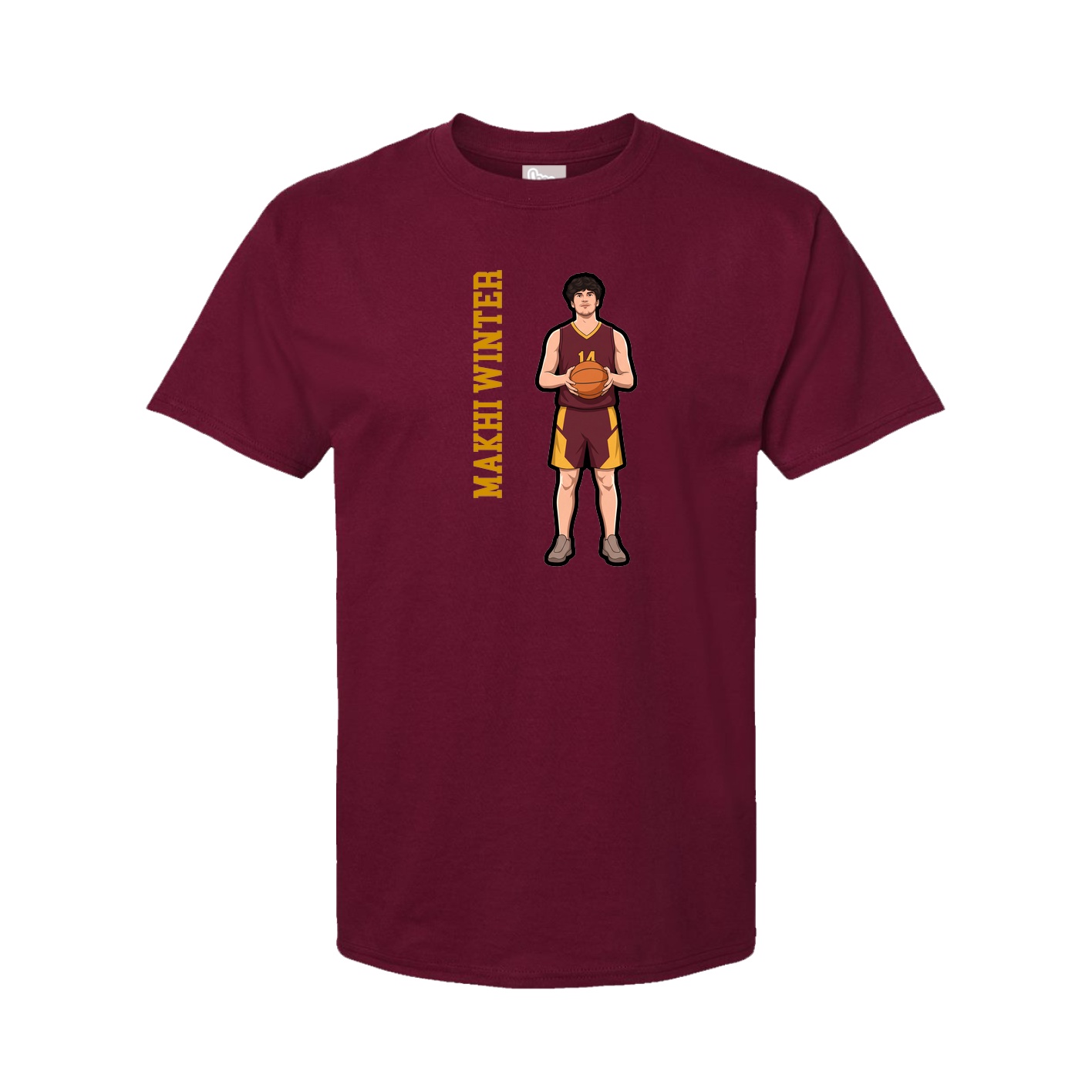 Youth Tee — Name Vertical in Cardinal