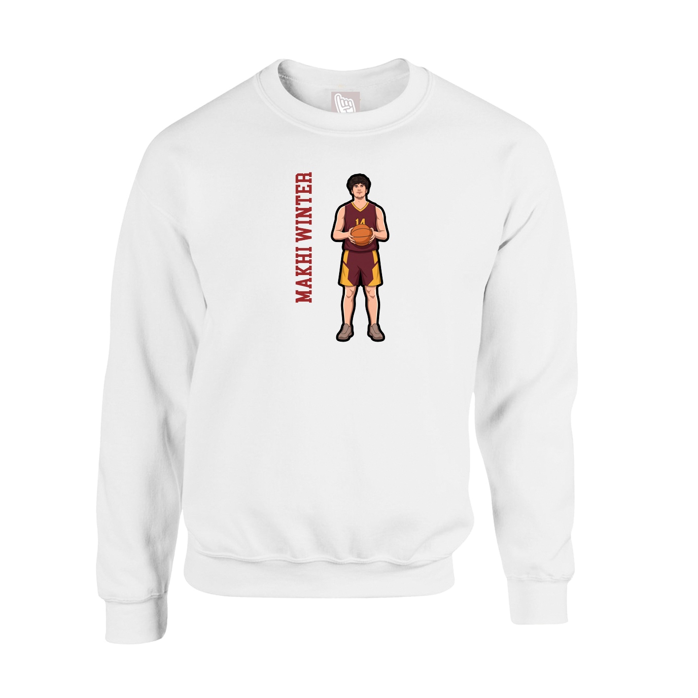 Fleece Crew — Name Vertical in White