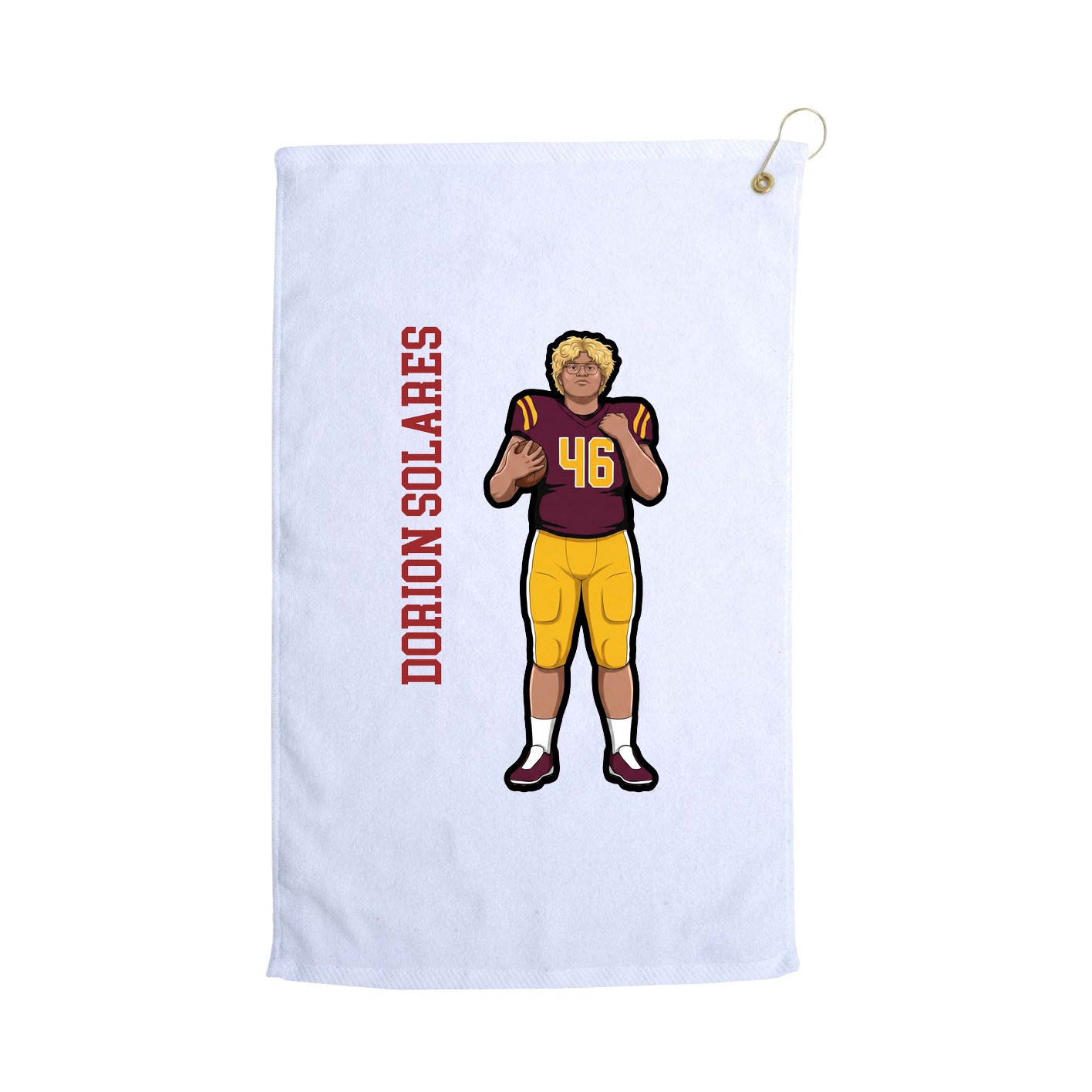 Golf Towel — Name Vertical in White