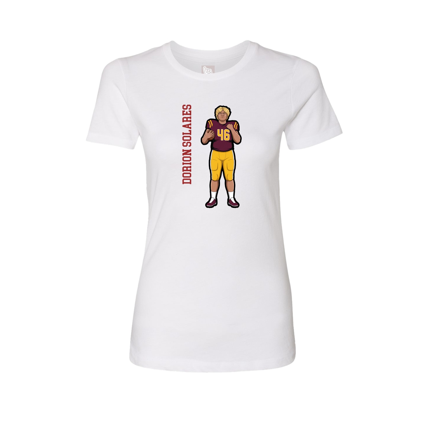 Womens Tee — Name Vertical in White