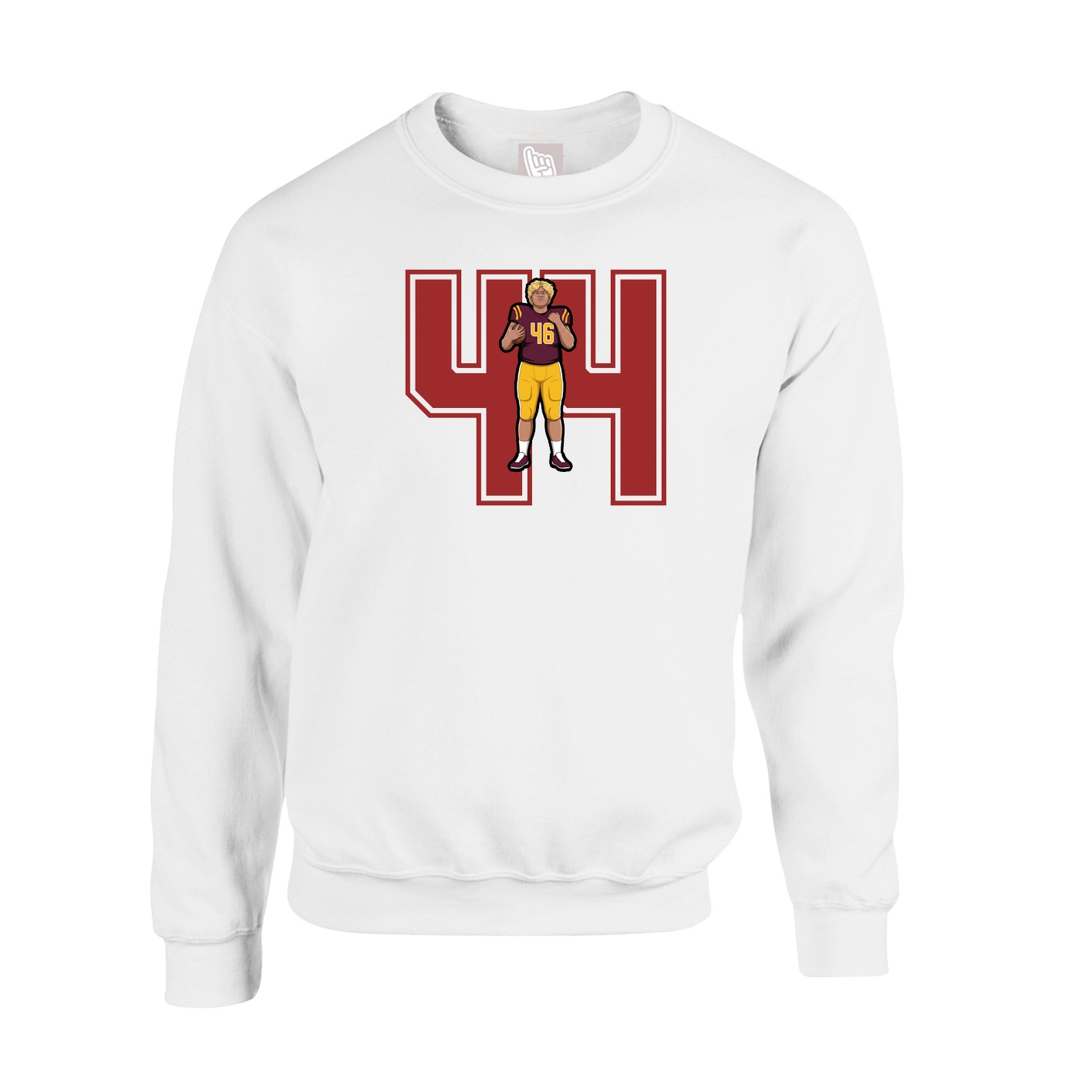 Fleece Crew — Number in White