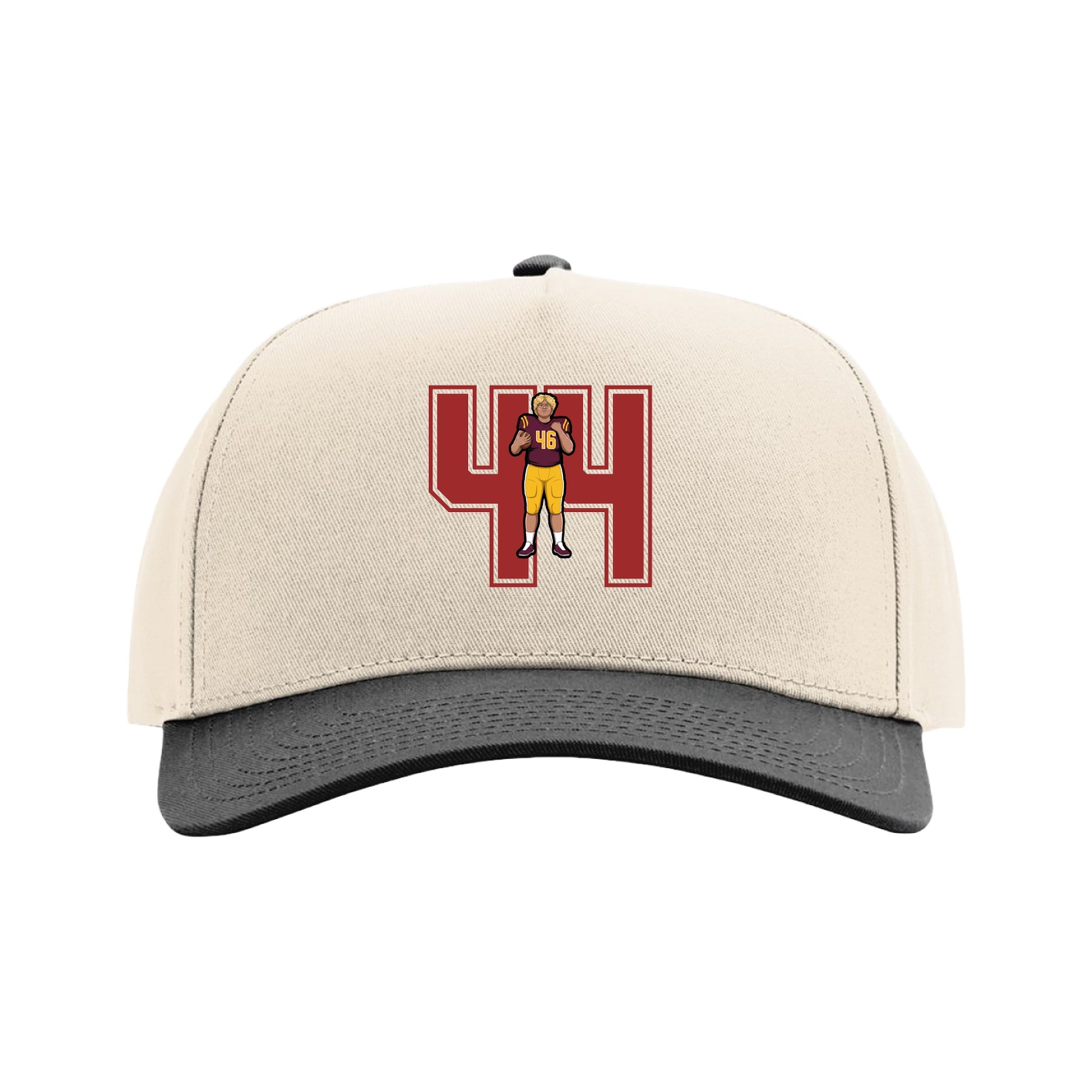 Full Fabric Five-Panel Champ Cap — Number in Cream/Black